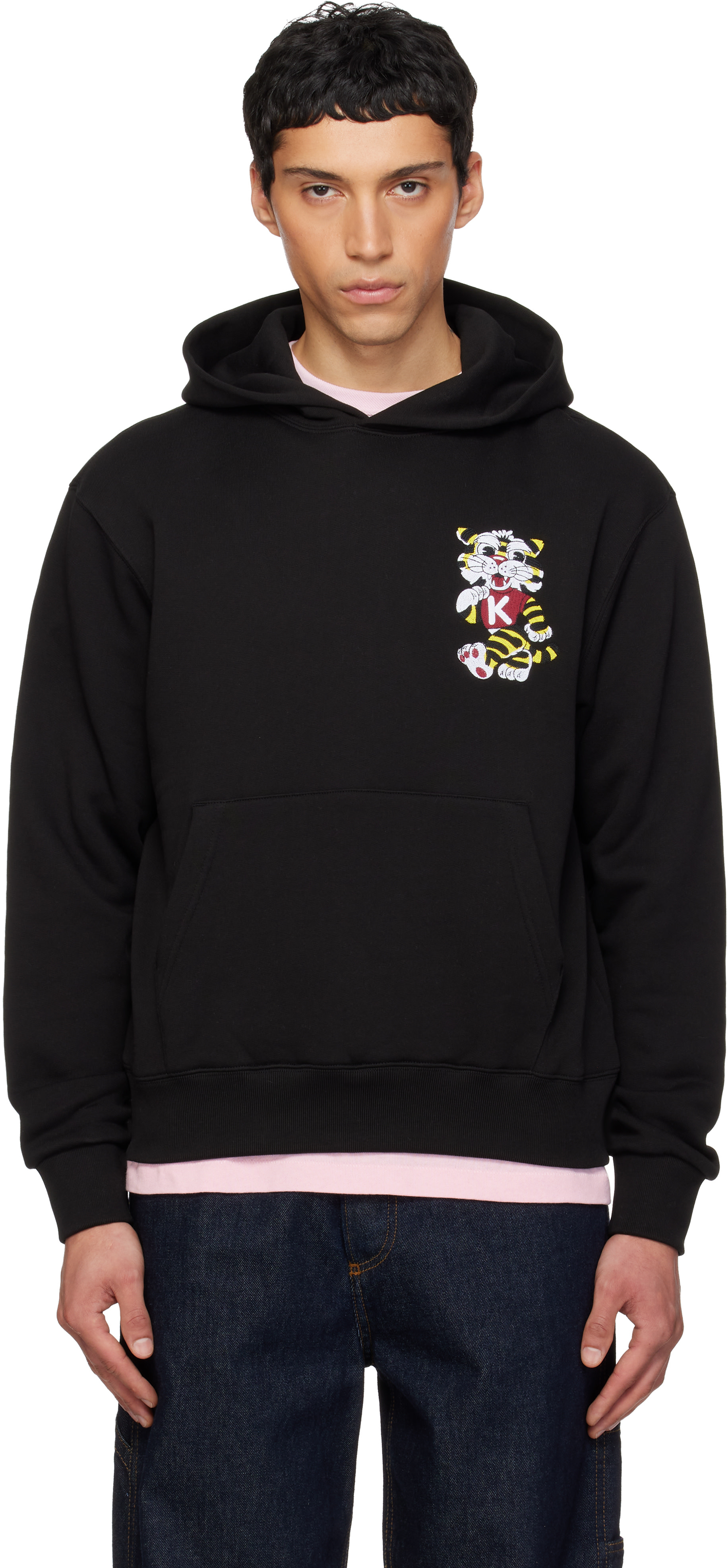 Kenzo - Pull à capuche noir à broderies Wild Tiger
