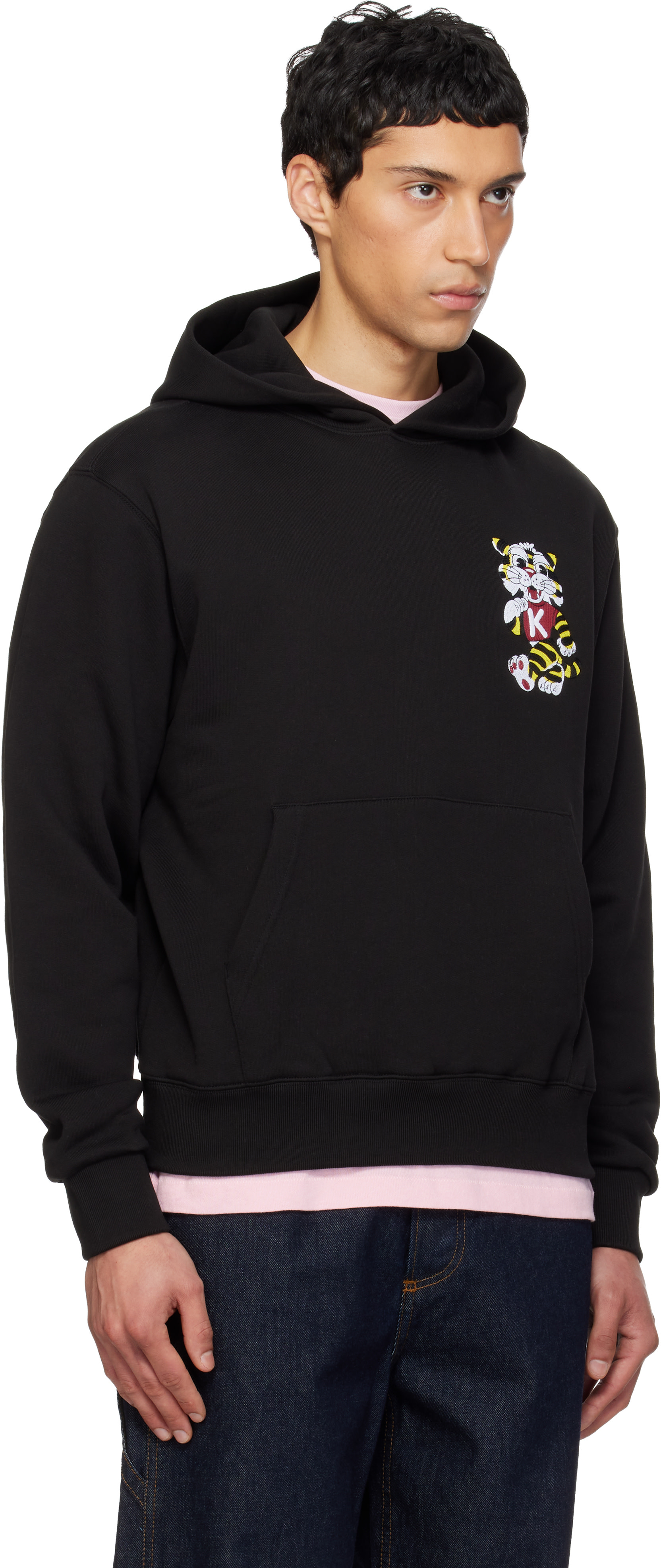 Kenzo - Pull à capuche noir à broderies Wild Tiger