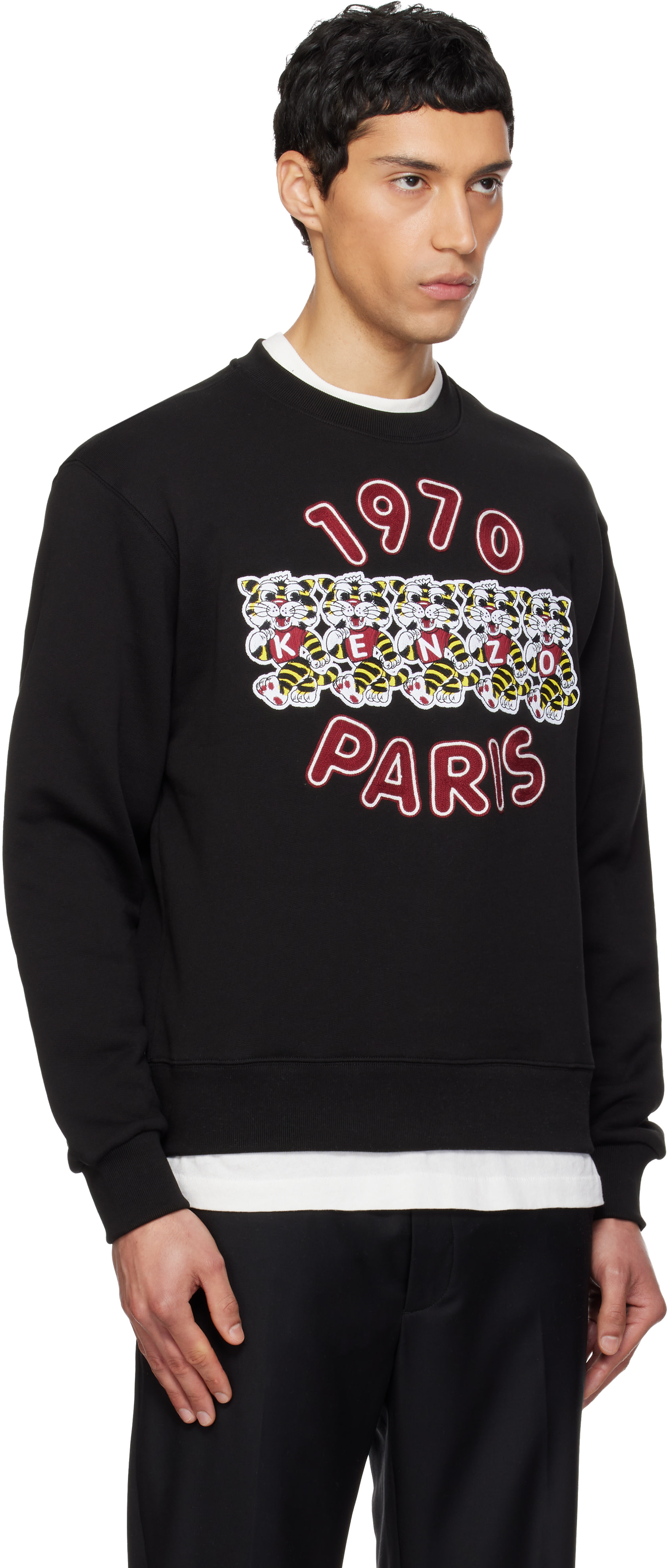 Kenzo - Pull molletonné noir à broderie Wild Tiger