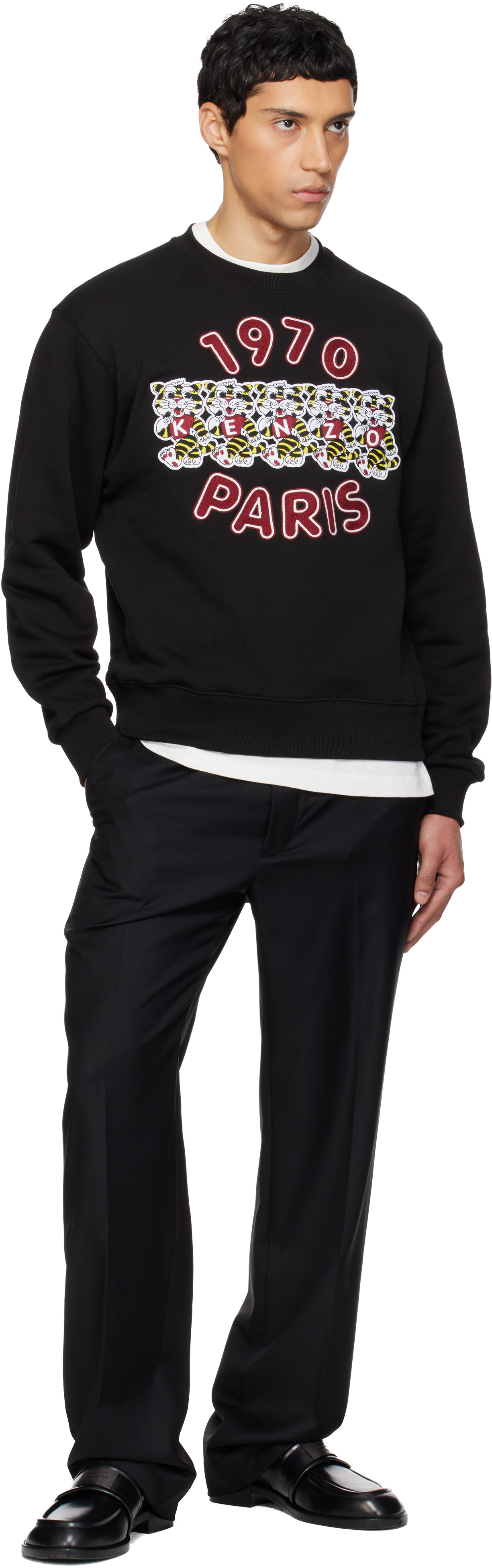 KENZO ブラック スウェット S Kenzo: Black Kenzo Paris 'KENZO Wild Tiger' Embroidered Sweatshirt