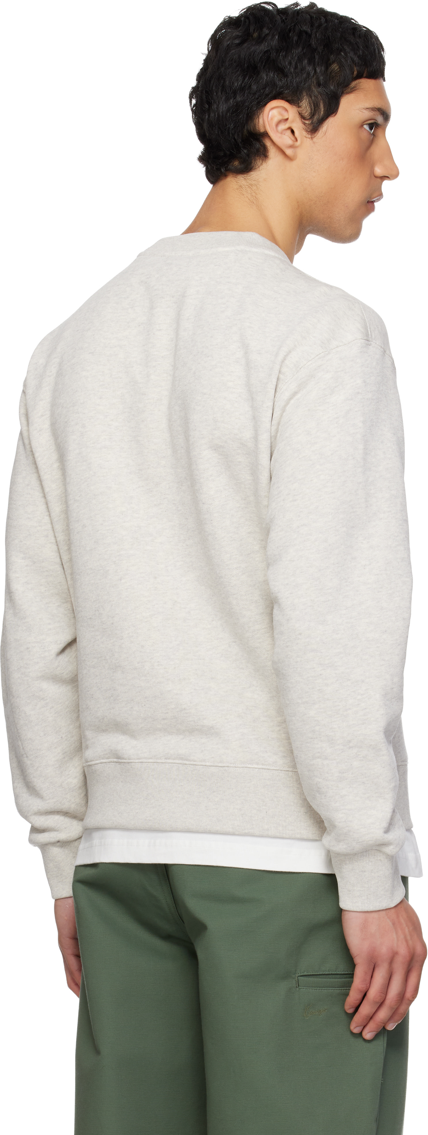 Kenzo - Pull molletonné gris à broderie Wild Tiger