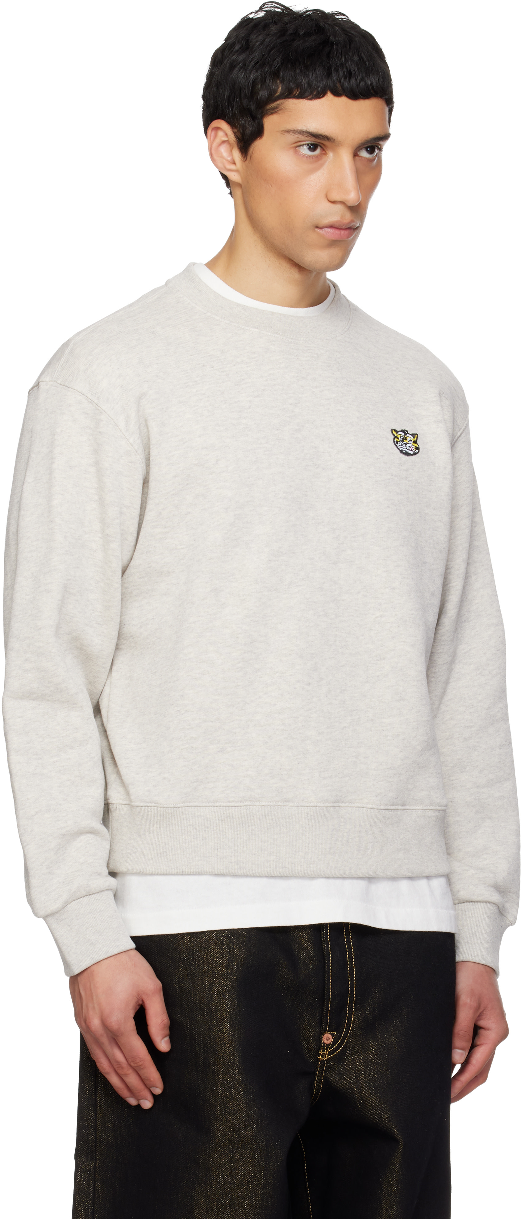 Kenzo - Pull molletonné gris à écusson Wild Tiger