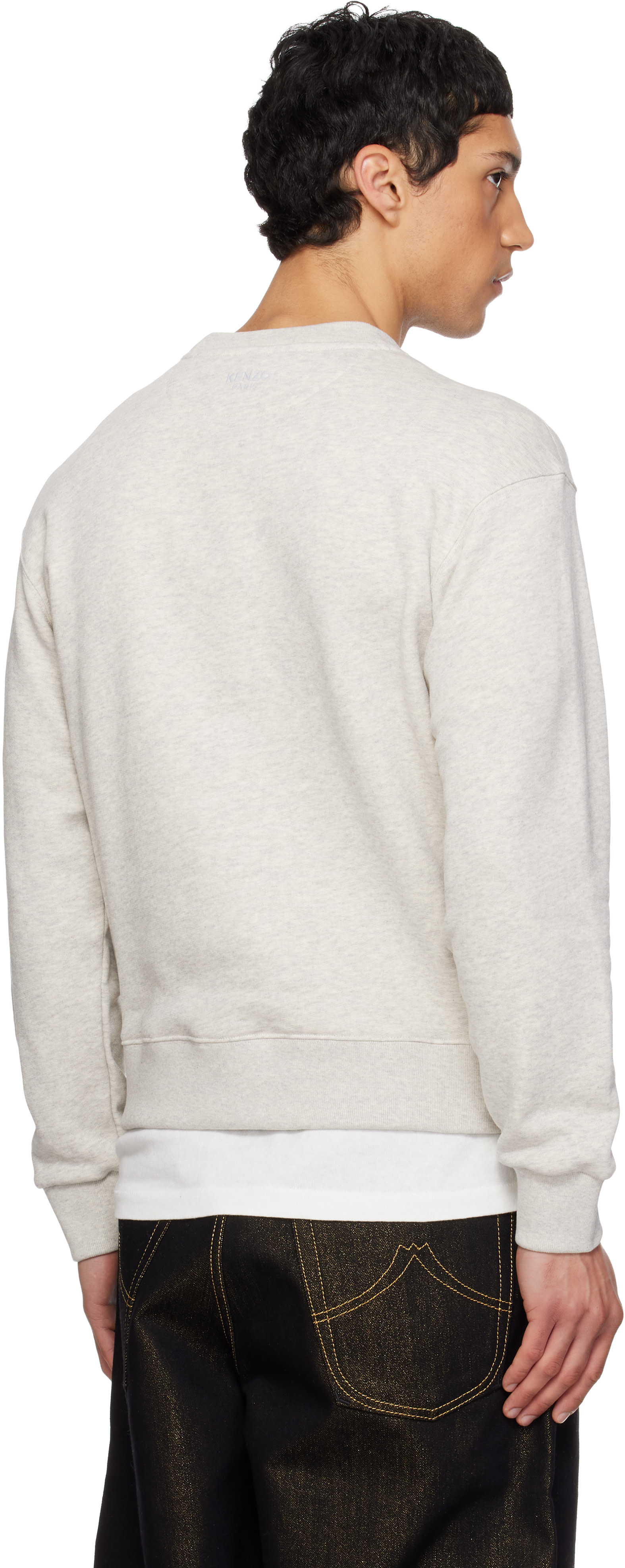 Kenzo - Pull molletonné gris à écusson Wild Tiger