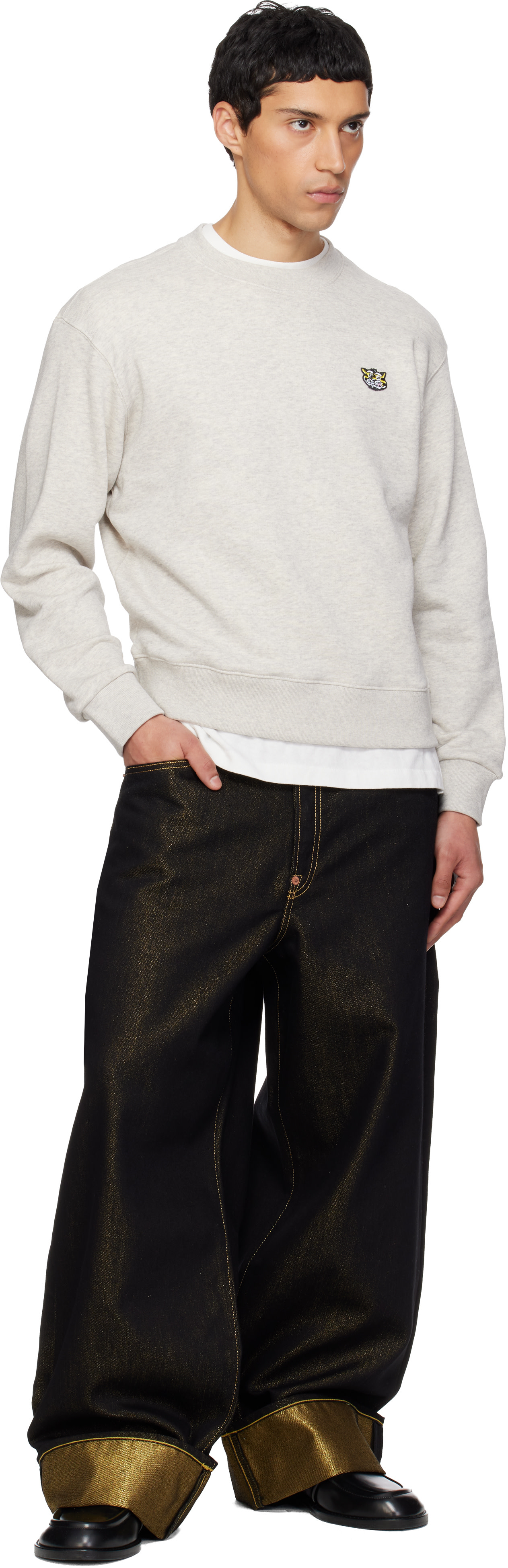 Kenzo - Pull molletonné gris à écusson Wild Tiger