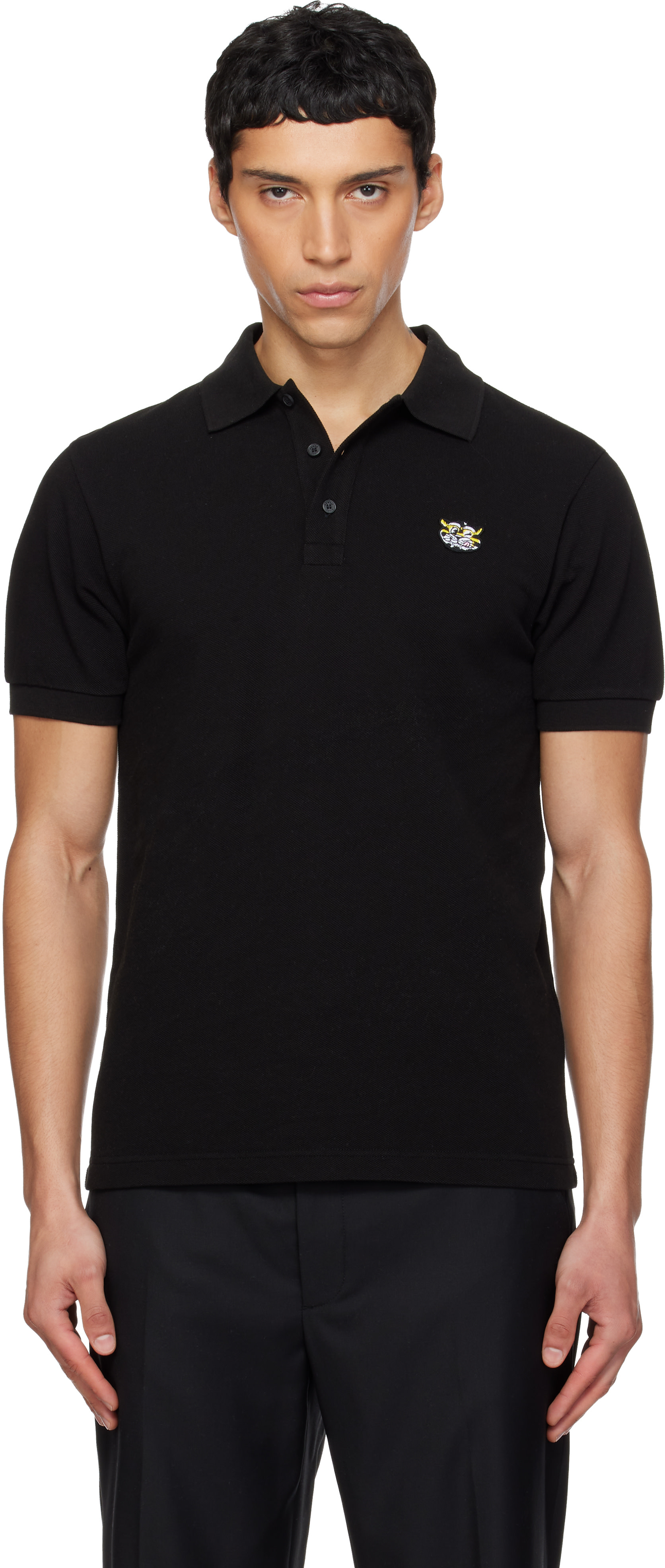 KENZO Paris ブラック ポロシャツ L Kenzo: Black Kenzo Paris 'KENZO Wild Tiger' Slim Polo | SSENSE