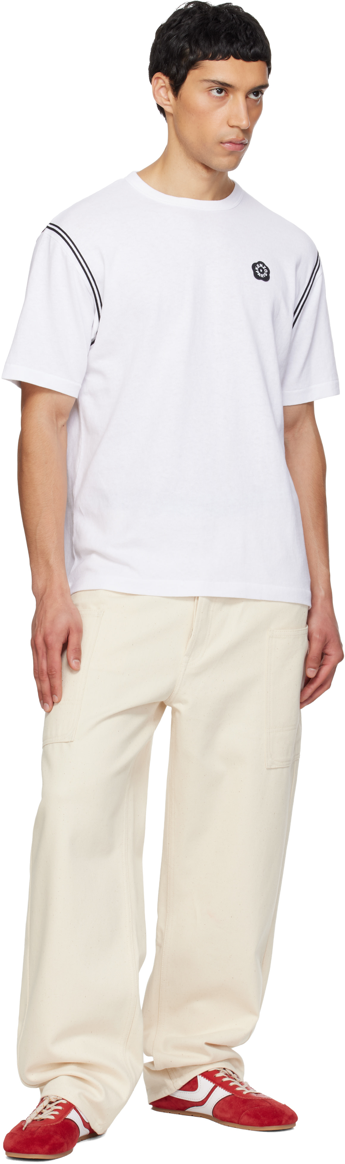 Kenzo: White Kenzo Paris 'Boke Flower 2.0' Embroidered T-shirt