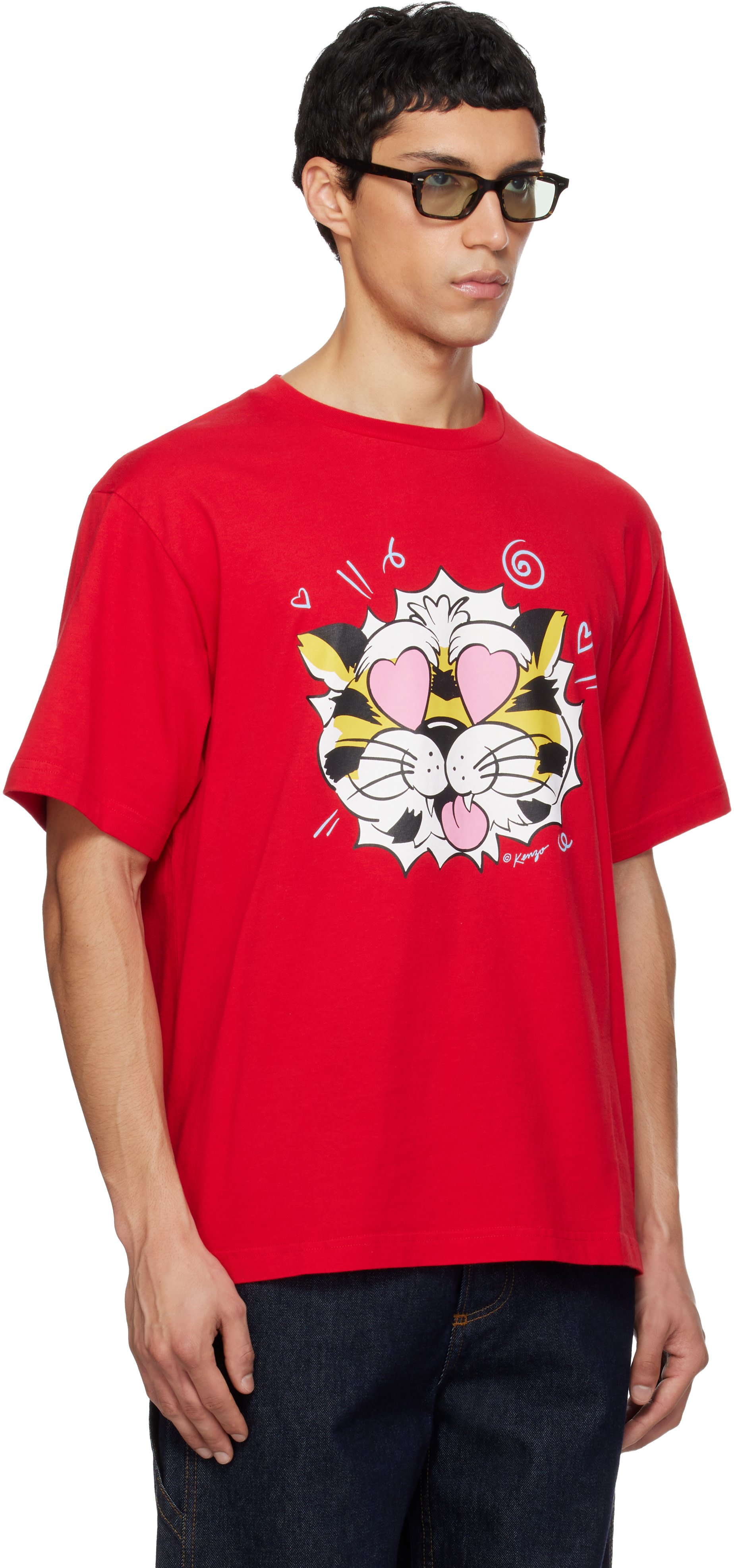 新品未使用　KENZO 2Y 90cm Kenzo: レッド Kenzo Paris 'KENZO Wild Tiger' オーバーサイズ T