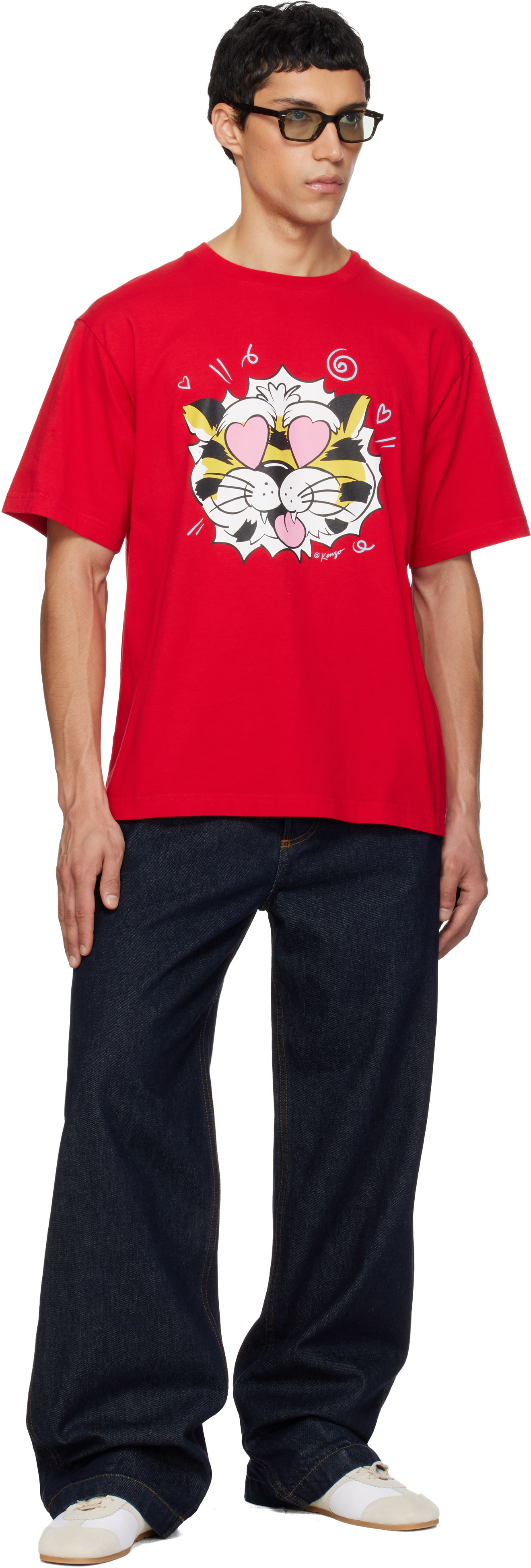 Kenzo: Red Kenzo Paris 'KENZO Wild Tiger' Oversized T-shirt | SSENSE