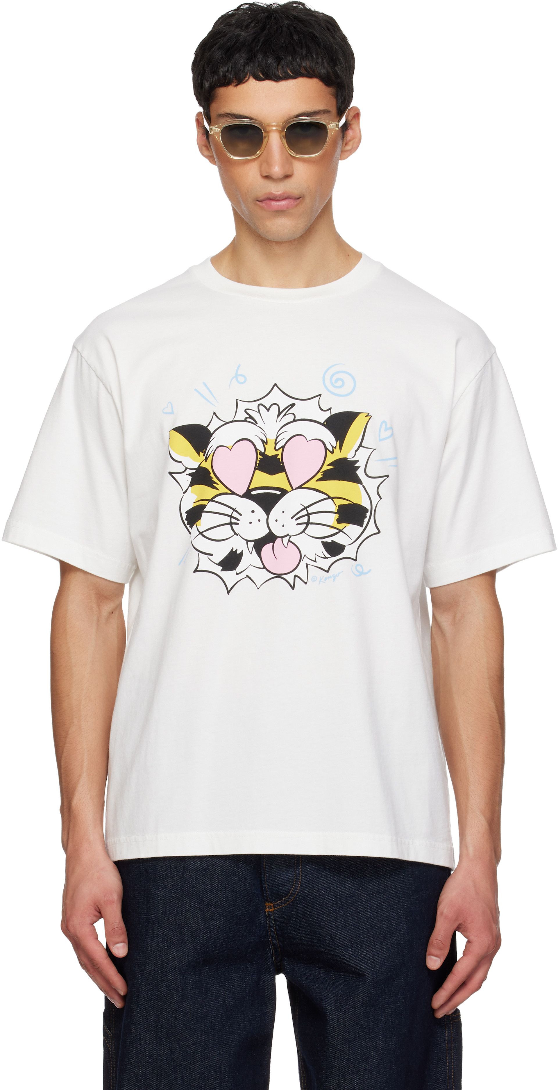 Kenzo: White Kenzo Paris 'KENZO Wild Tiger' Oversized T-shirt | SSENSE