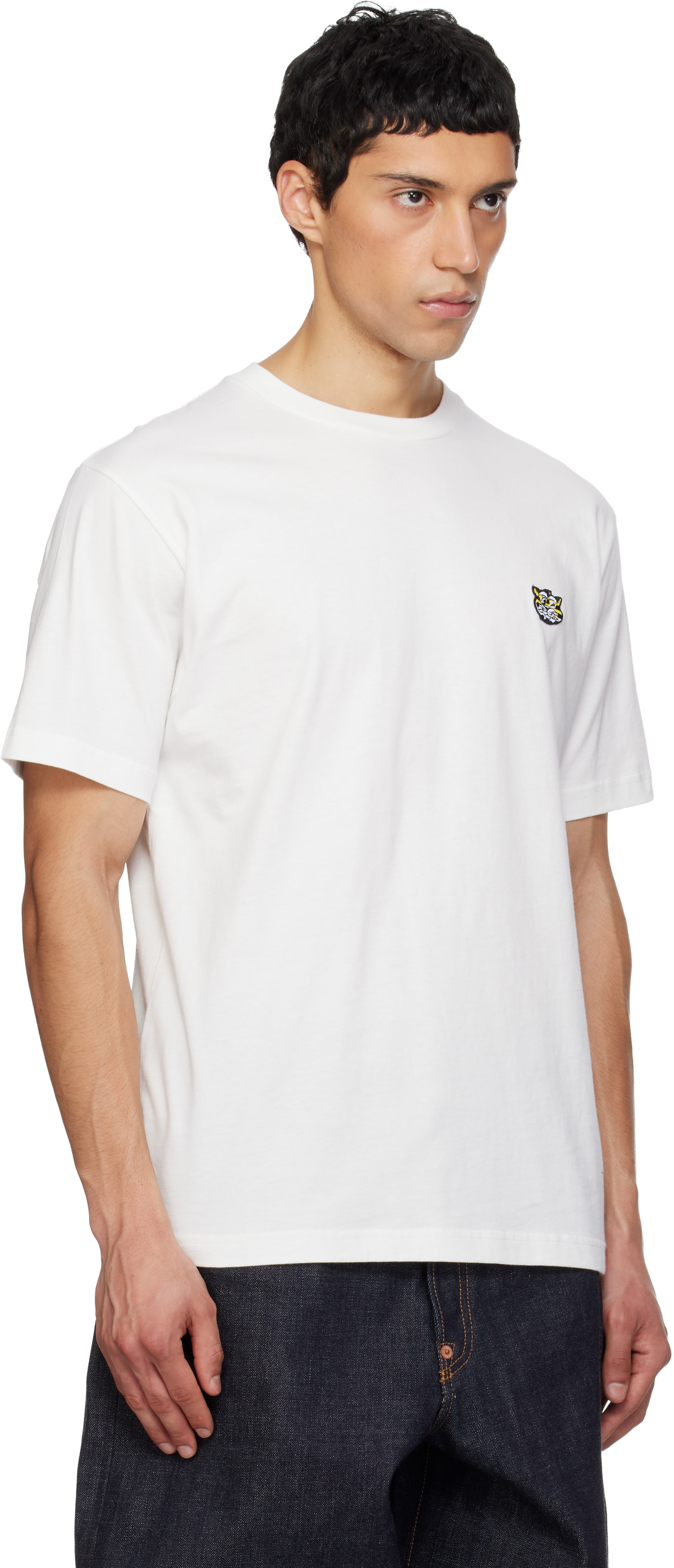 KENZO Paris タイガー Tシャツ ホワイト Lタグ付き Kenzo: White Kenzo Paris 'KENZO Wild Tiger' Embroidered T-shirt