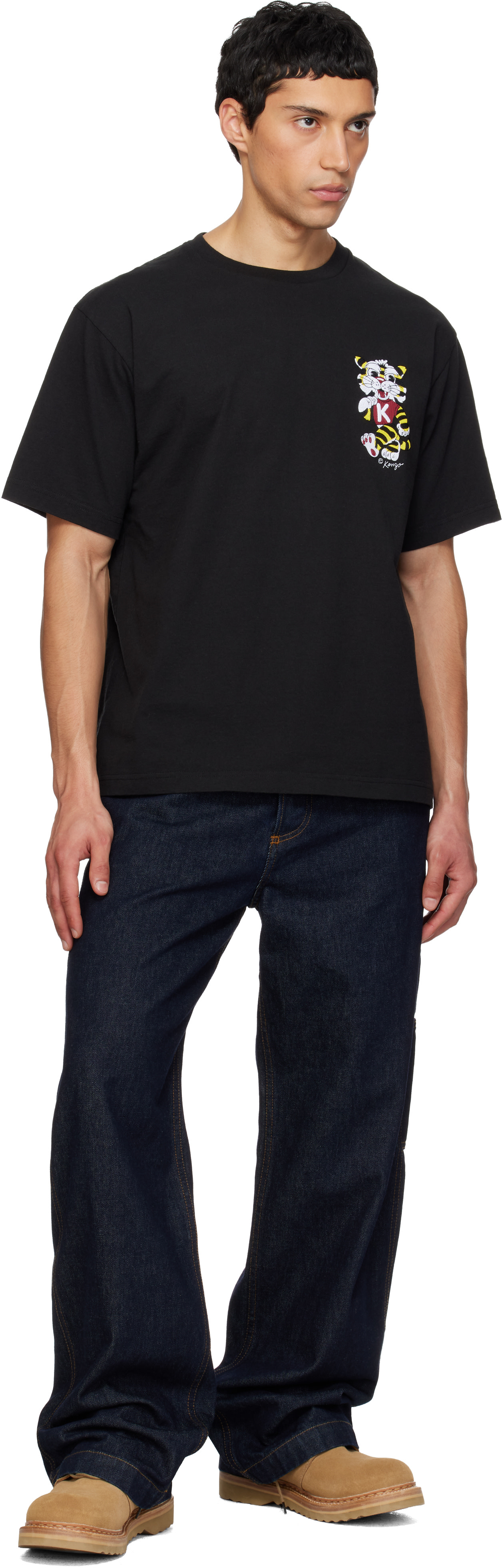 Kenzo: Black Kenzo Paris 'KENZO Wild Tiger' Embroidered Oversized