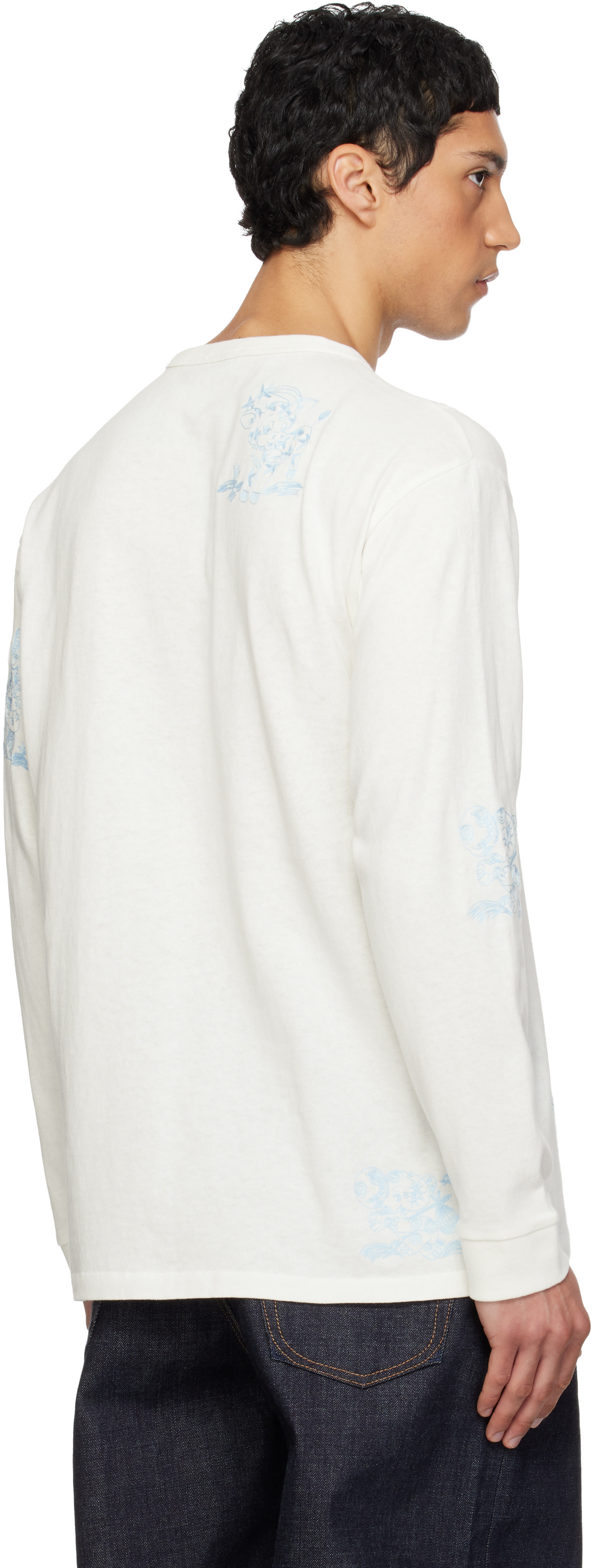 Kenzo: White Kenzo Paris 'KENZO Cartoon Outlined' Relax Long Kenzo: White Kenzo Paris 'KENZO Cartoon Outlined' Relax Long