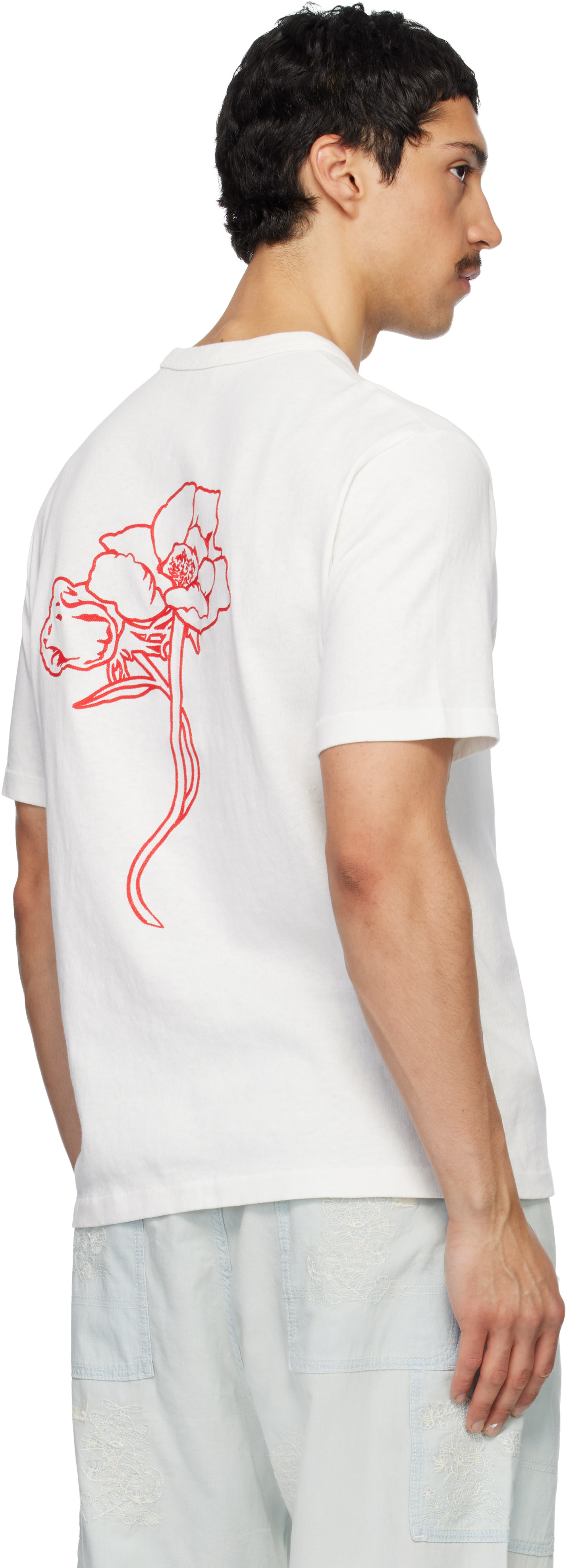 Kenzo: Off-White Kenzo Paris 'KENZO Archive Rose' Embroidered T