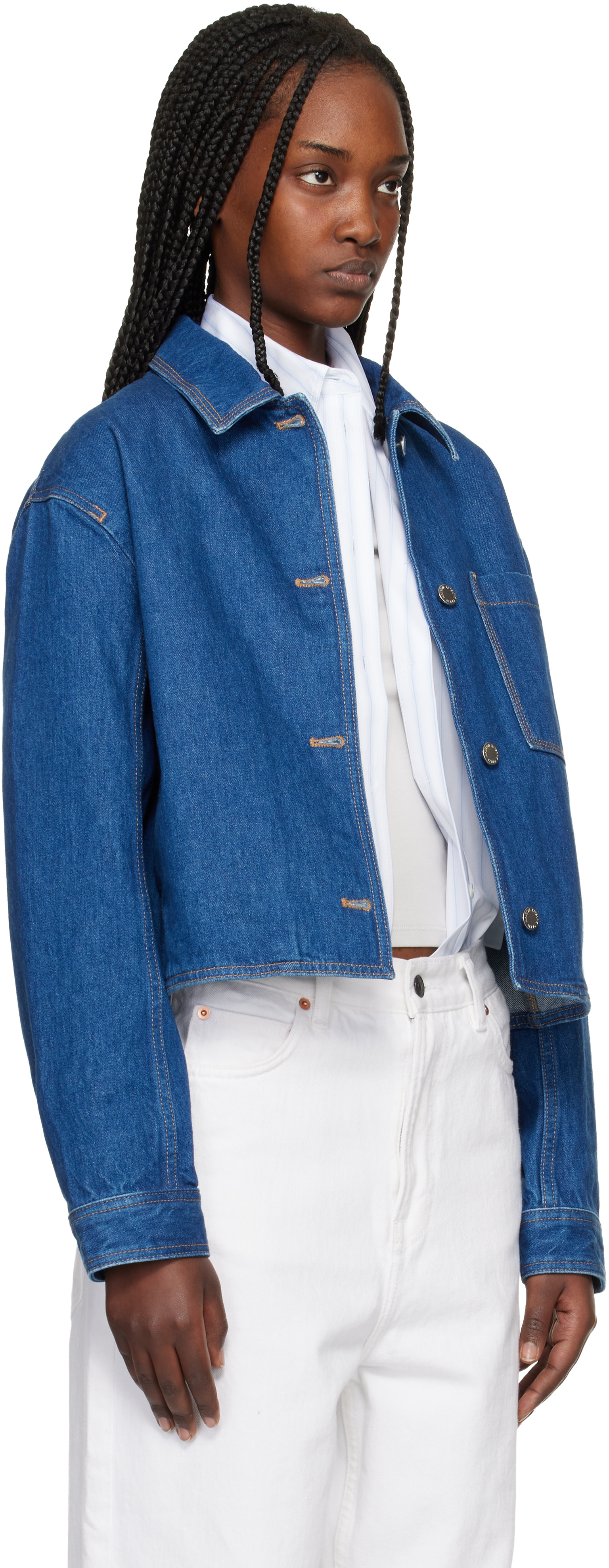 美品MAISON KITSUNE デニムジャケット DENIM JACKET Maison Kitsuné: Blue Cropped Denim Jacket | SSENSE