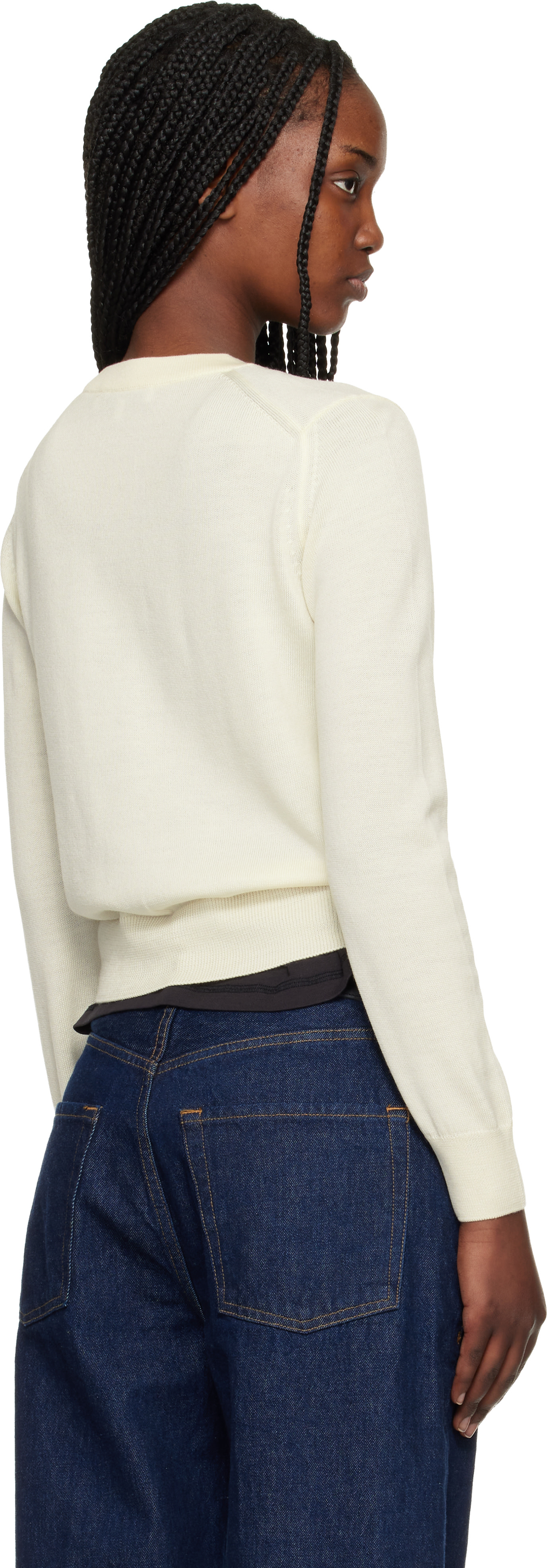 Maison Kitsuné: Off-White Baby Fox Merino Regular Cardigan