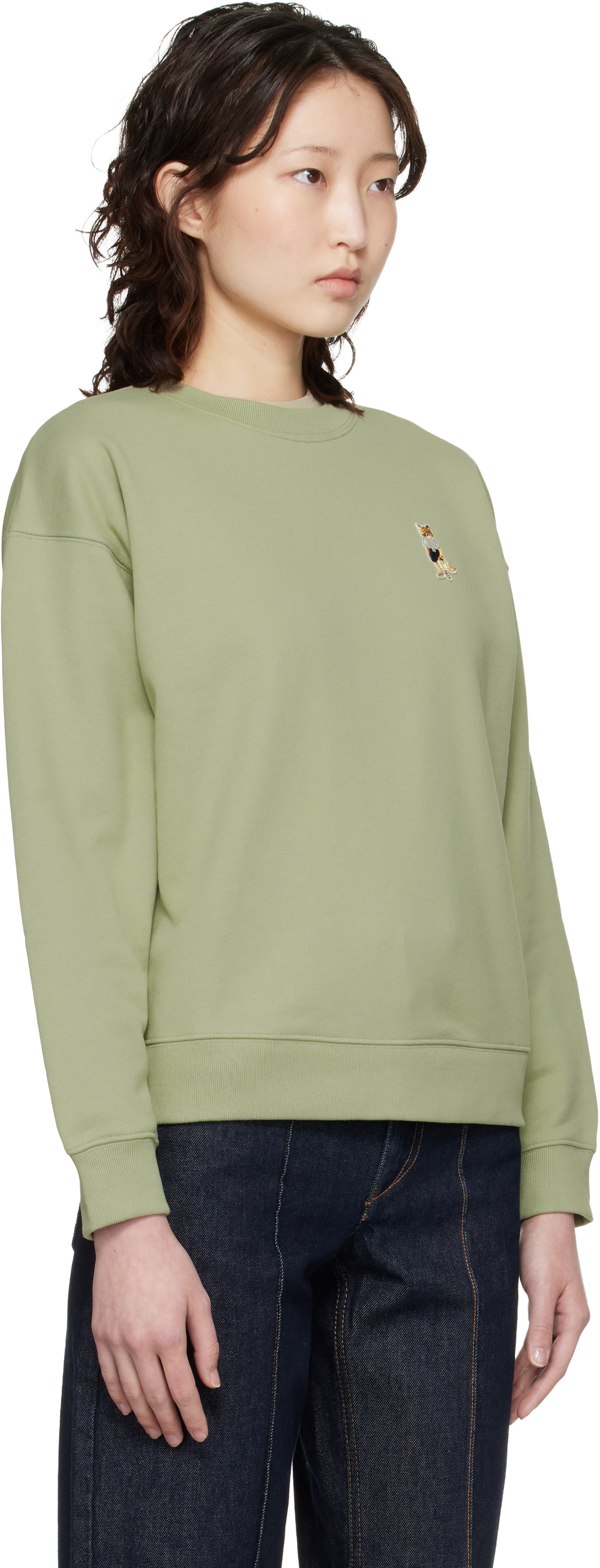 Maison Kitsuné - Pull molletonné décontracté vert à logo Dressed Fox