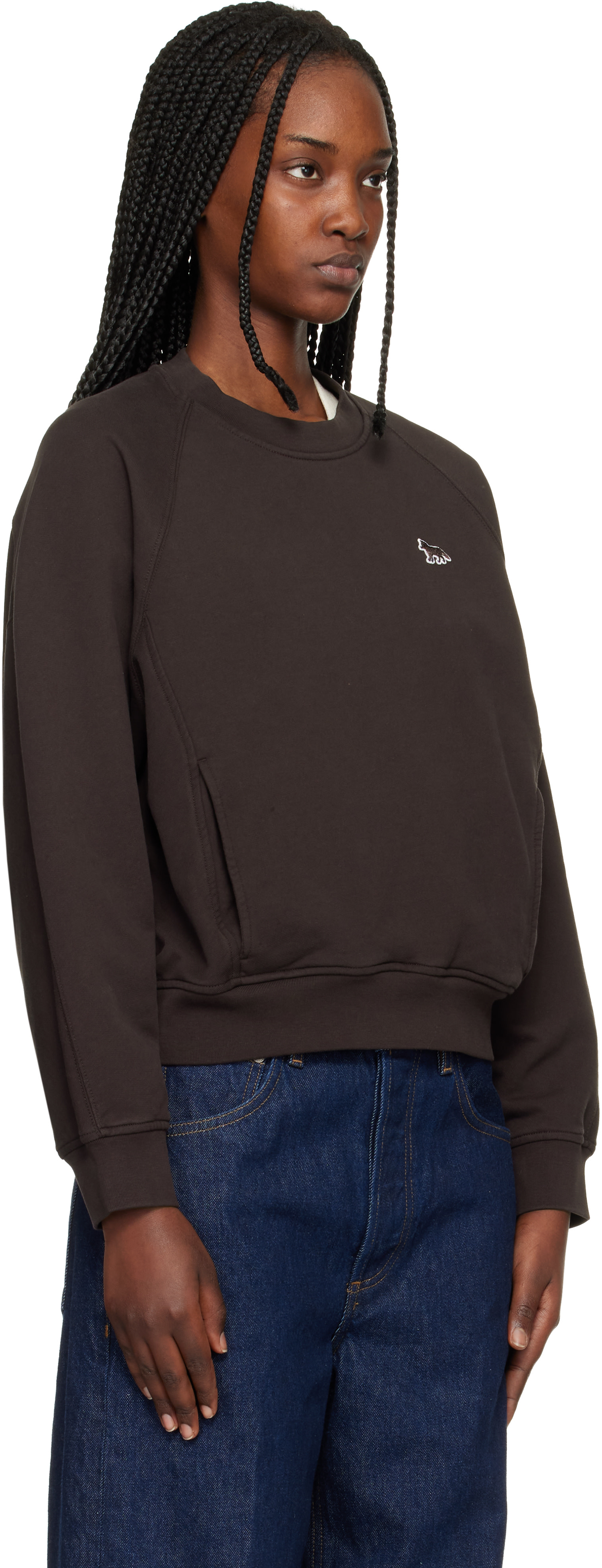 Maison Kitsuné: Brown Baby Fox Open Pocket Sweatshirt | SSENSE
