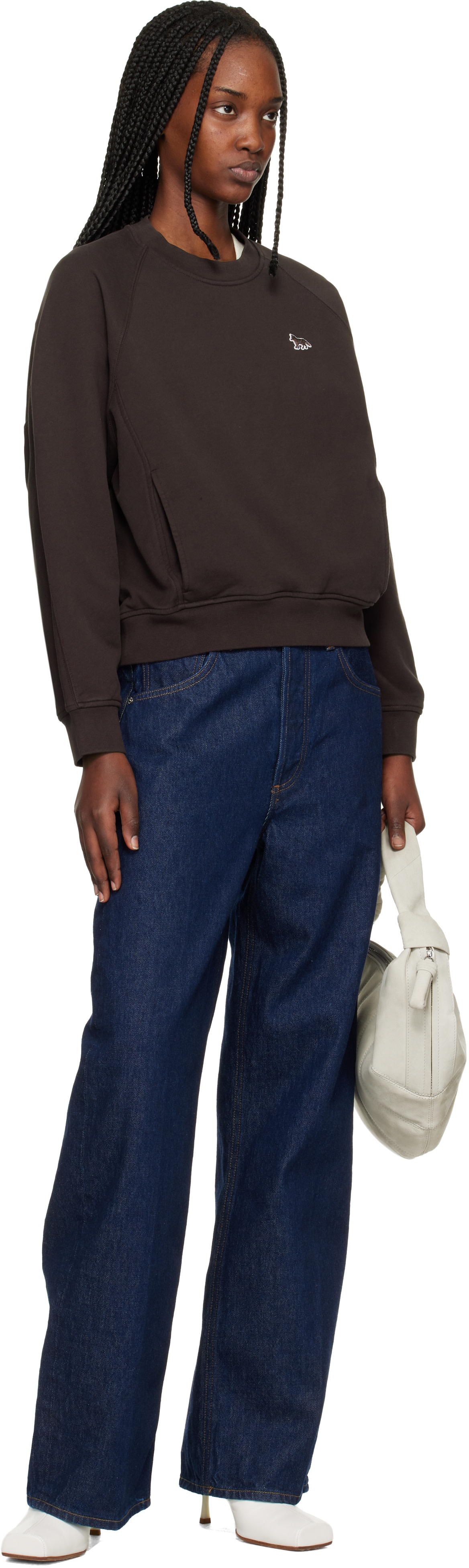 Maison Kitsuné: Brown Baby Fox Open Pocket Sweatshirt | SSENSE
