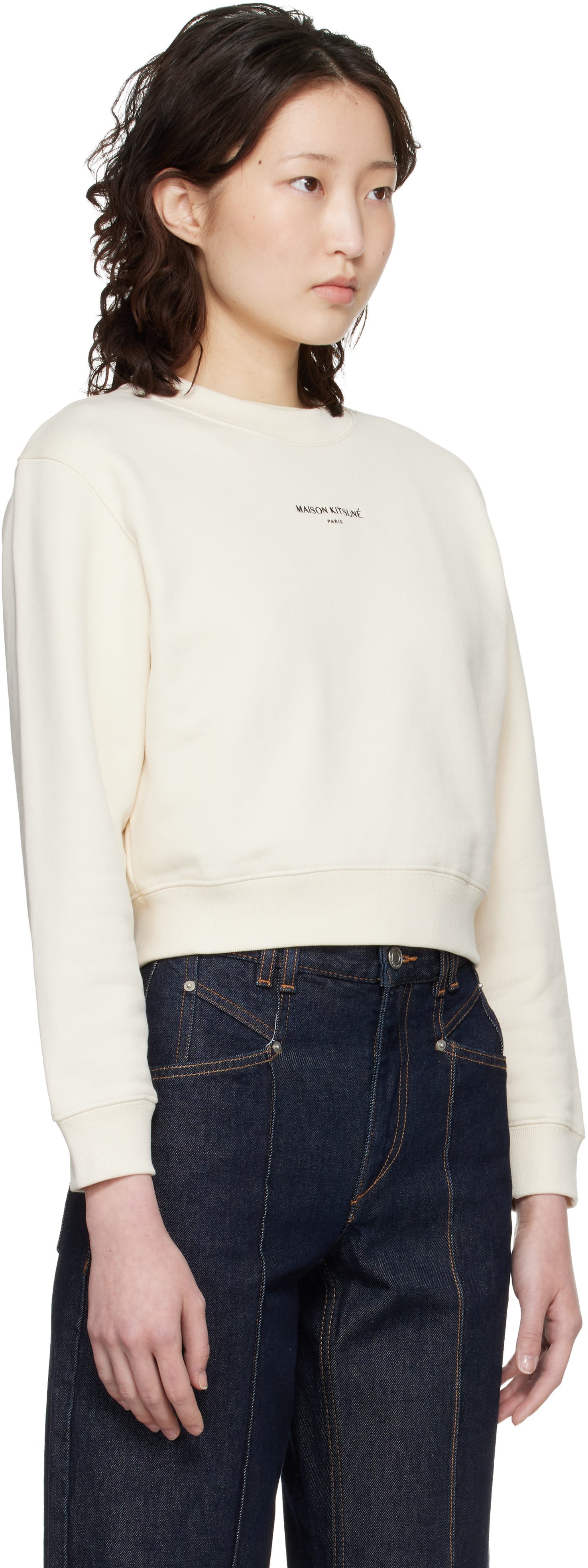 Maison Kitsuné: Off-White 'Maison Kitsuné Paris' Cropped