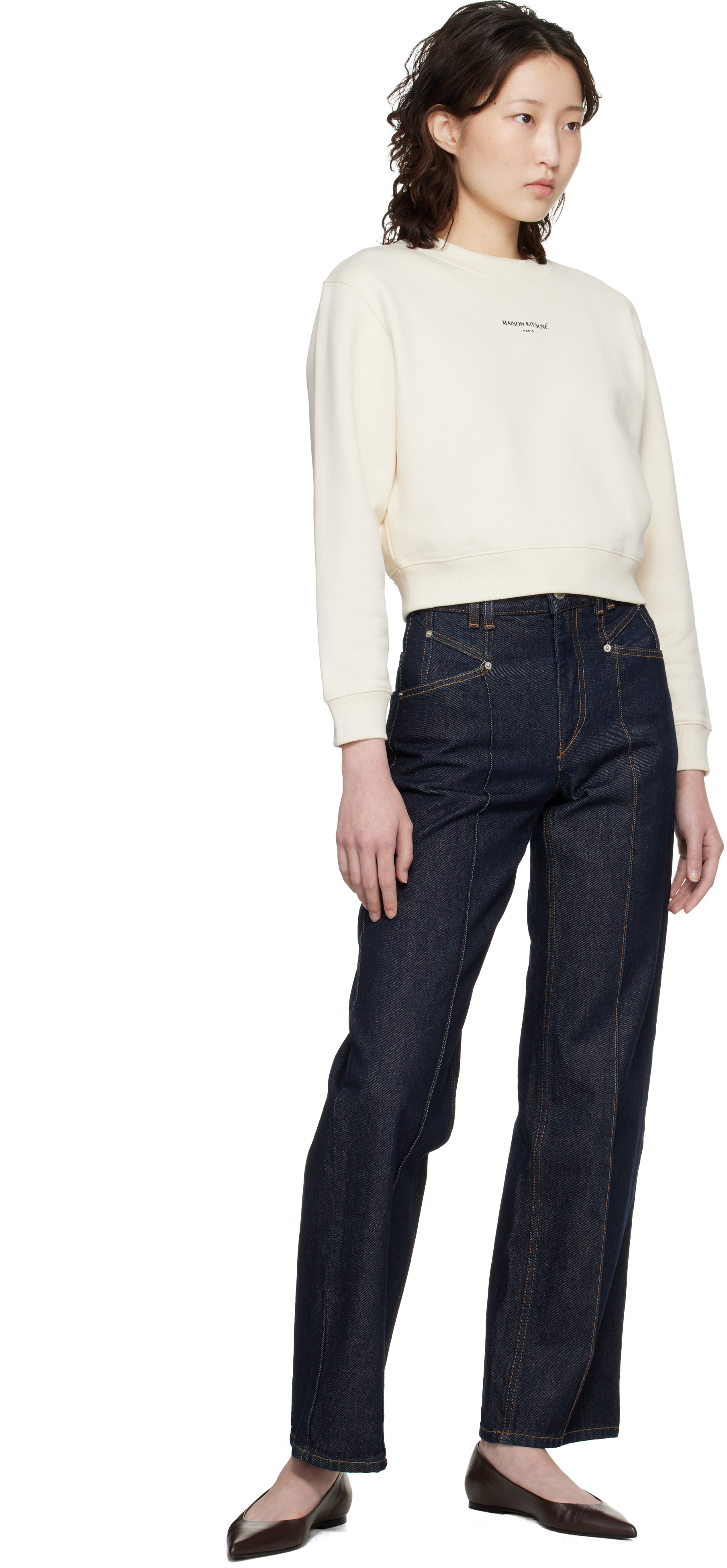 Maison Kitsuné: Off-White 'Maison Kitsuné Paris' Cropped