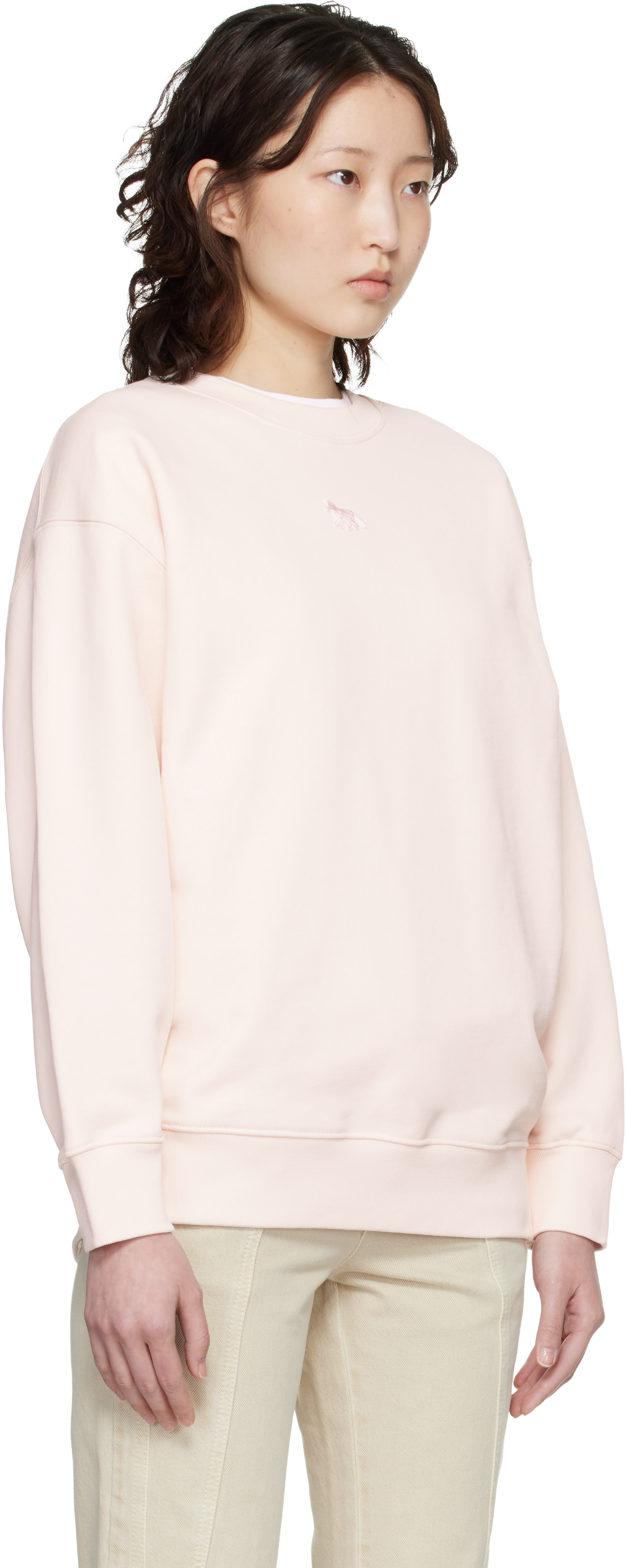 Maison Kitsuné: Pink Baby Fox Oversize Sweatshirt | SSENSE