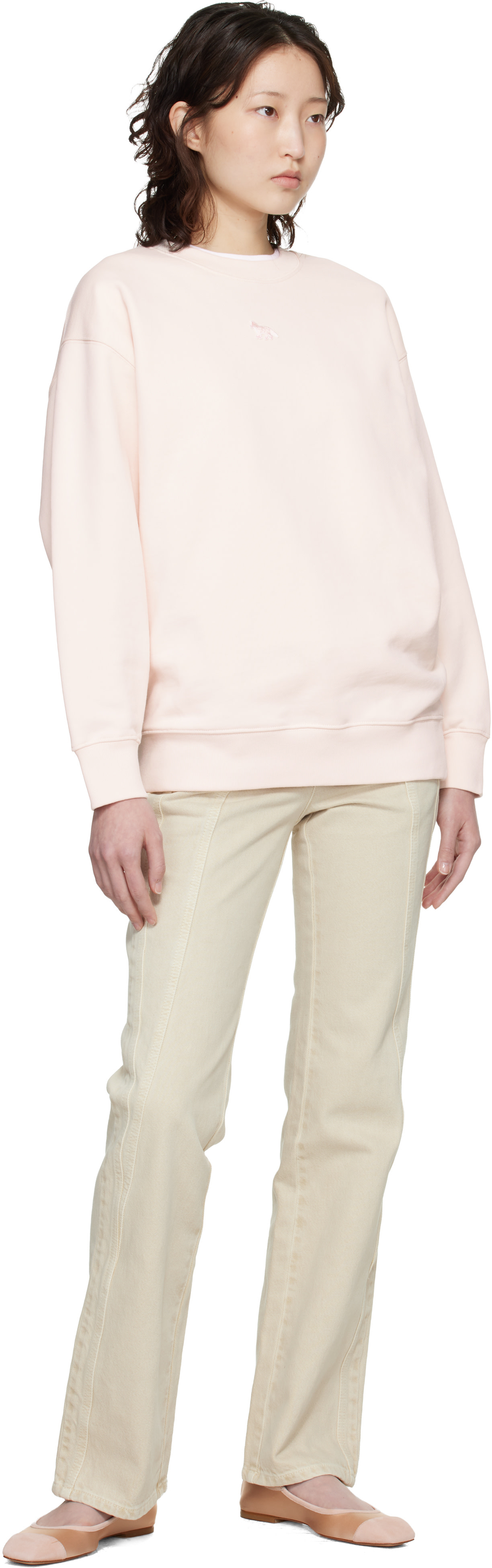 Maison Kitsuné: Pink Baby Fox Oversize Sweatshirt | SSENSE
