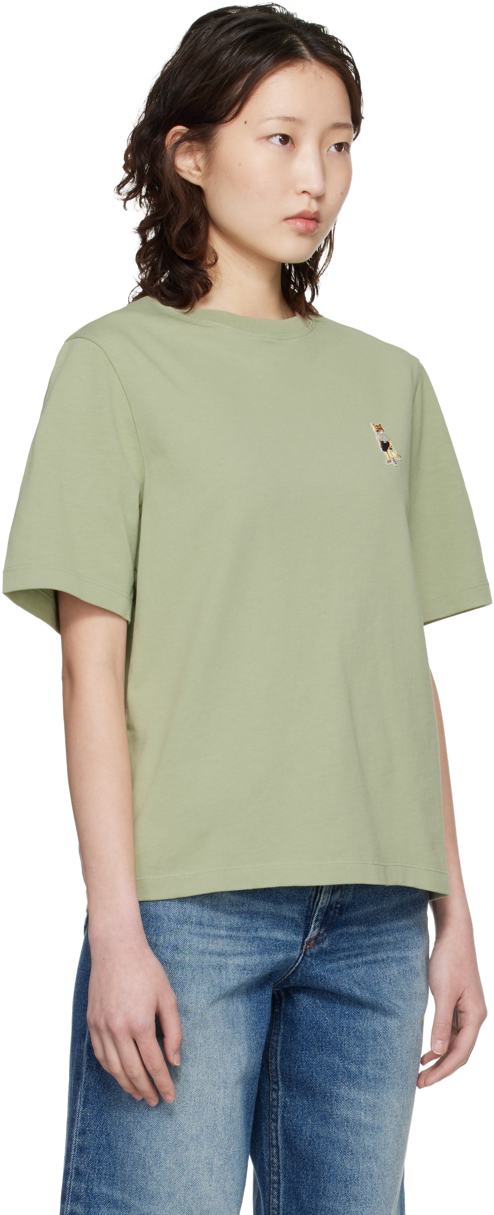 Maison Kitsuné: グリーン Dressed Fox コンフォート Tシャツ | SSENSE