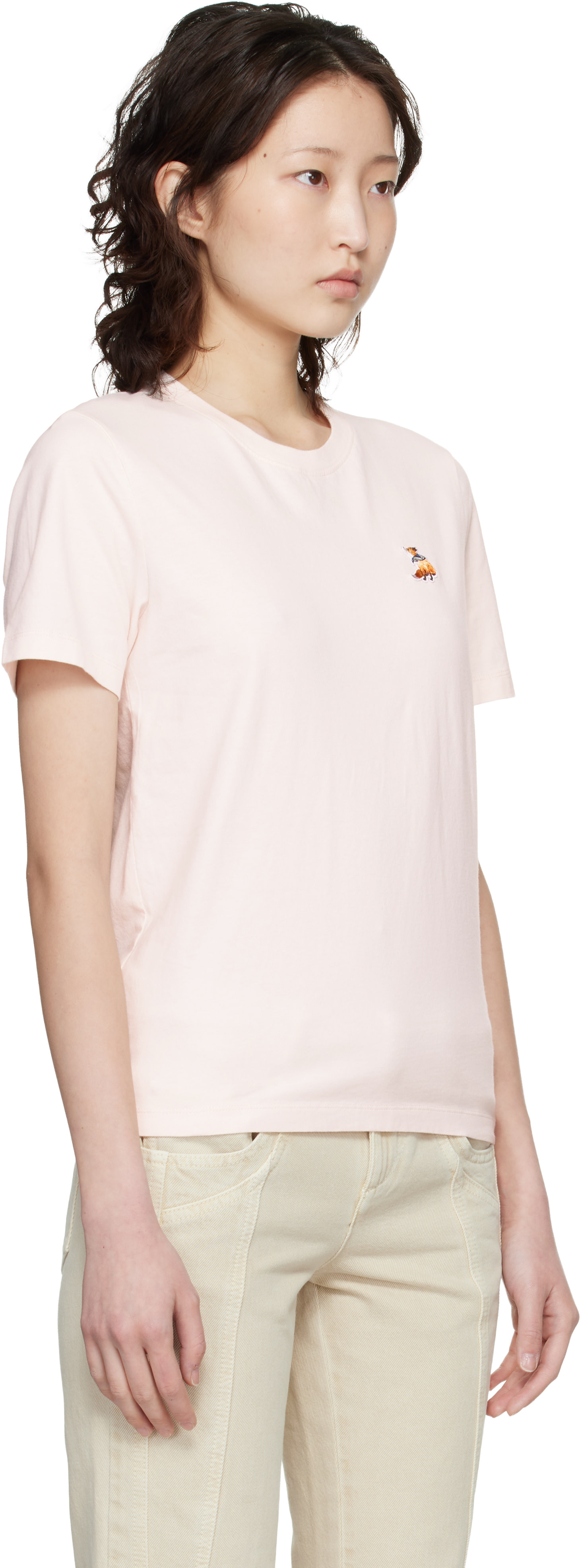 Maison Kitsuné: Pink Dreaming Fox Regular T-shirt | SSENSE