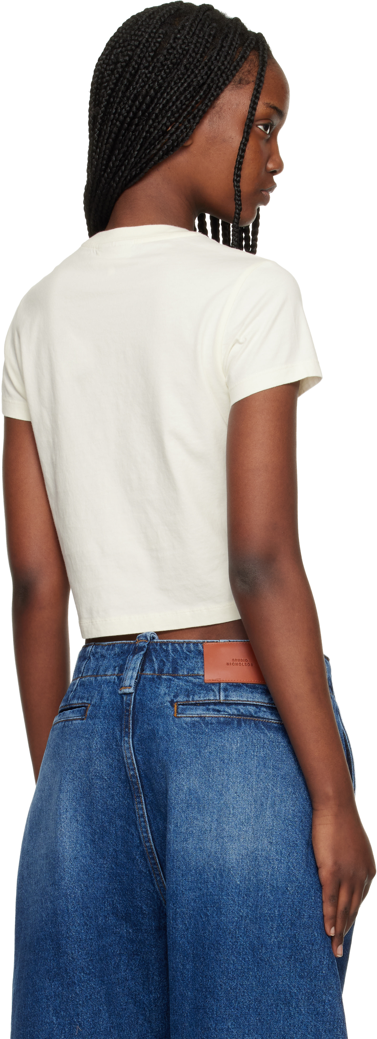 Maison Kitsuné - Micro t-shirt beige à logo