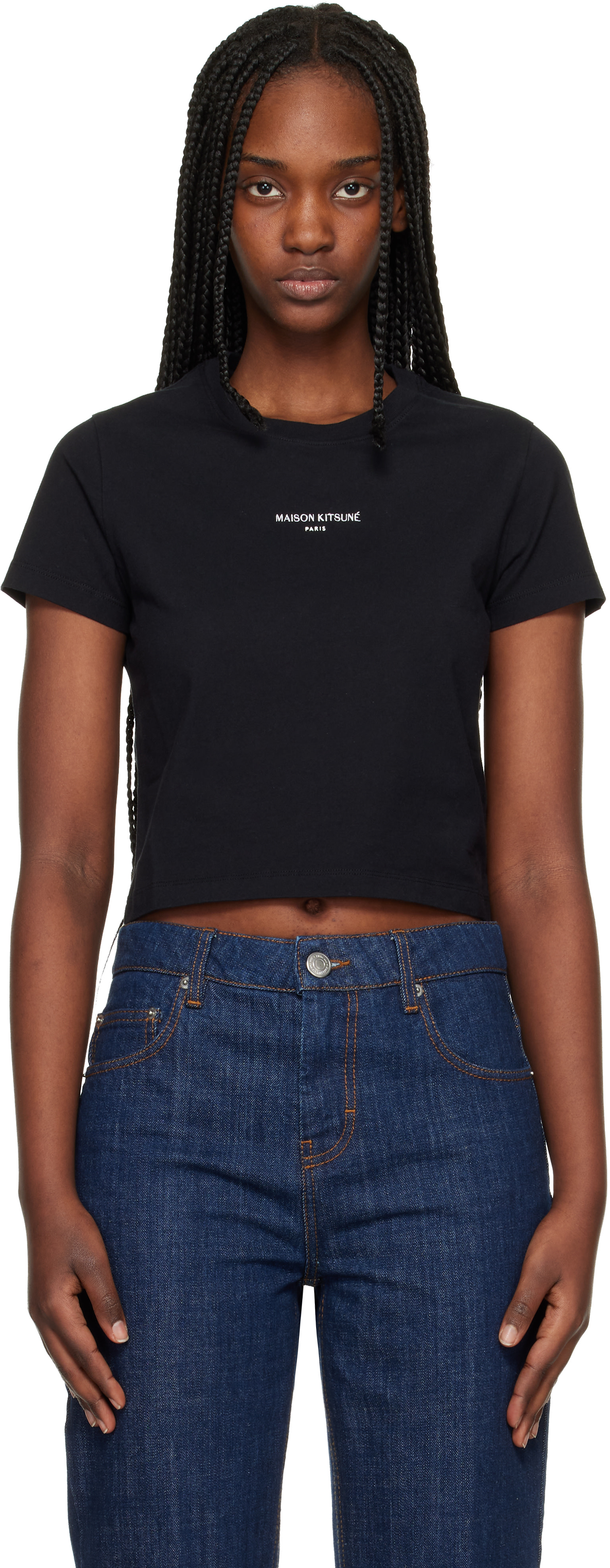 Maison Kitsuné - Micro t-shirt noir à logo
