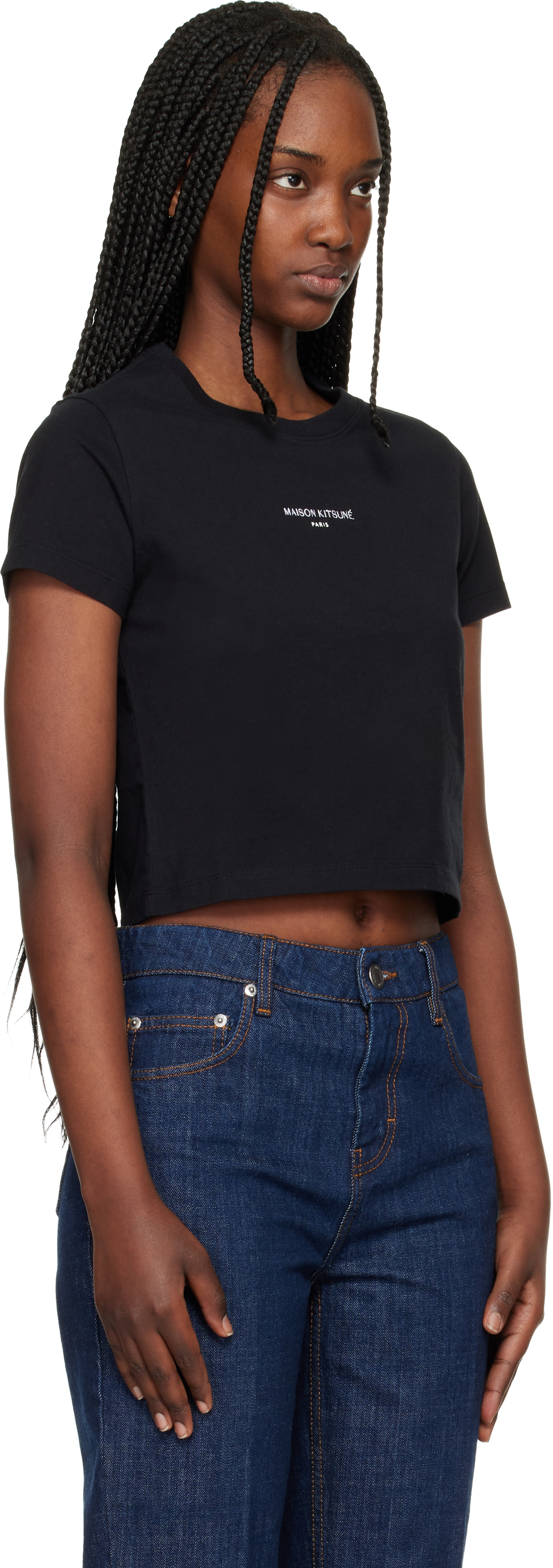 Maison Kitsuné - Micro t-shirt noir à logo