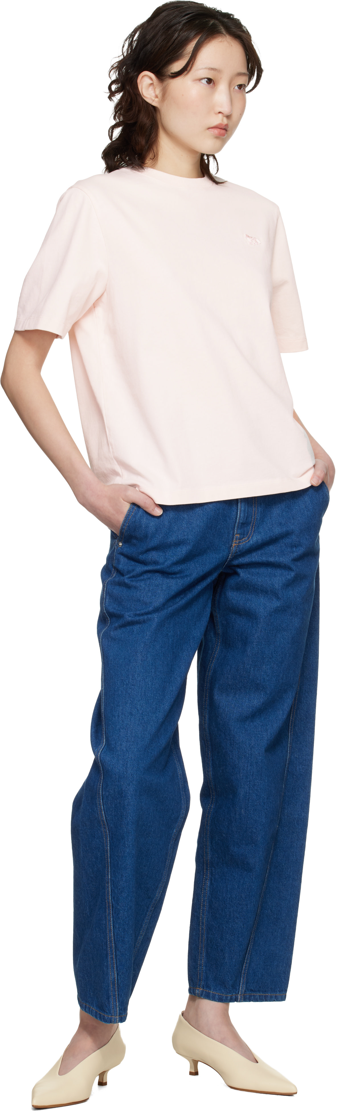 Maison Kitsuné: Pink Baby Fox Comfort T-shirt | SSENSE