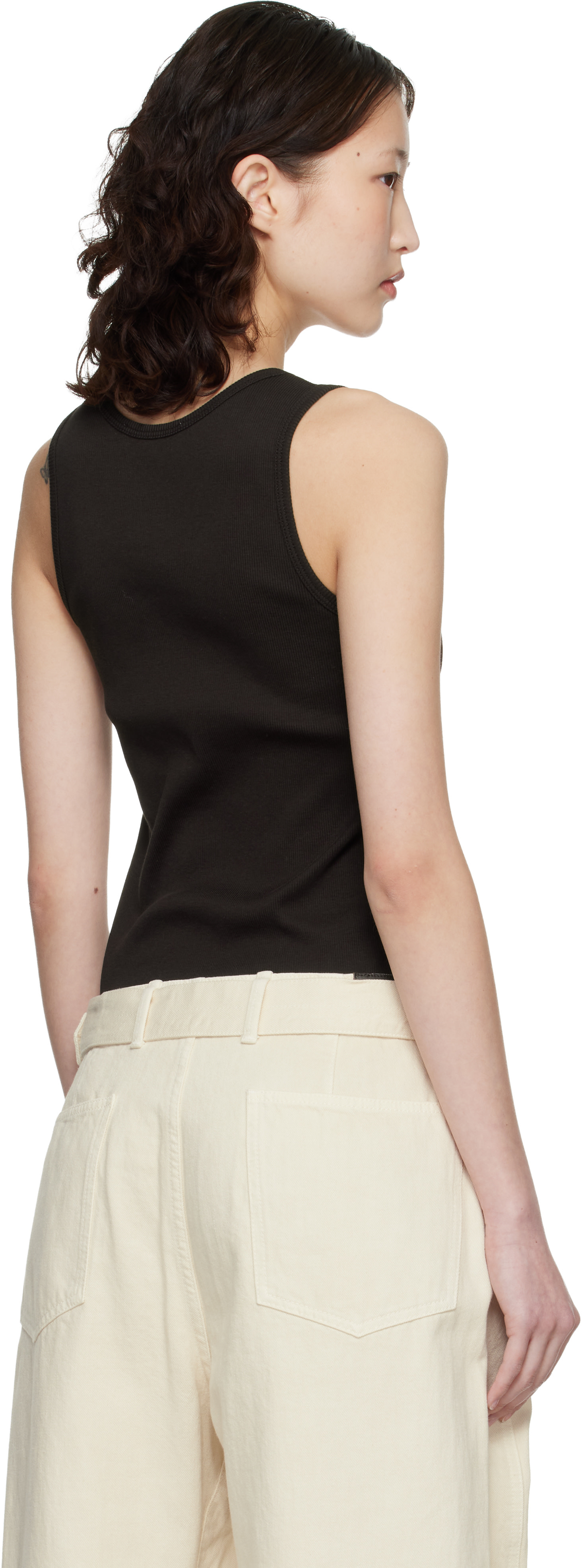 Maison Kitsuné: Brown Baby Fox Ribbed Tank Top | SSENSE