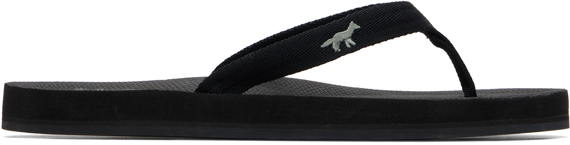 Maison Kitsuné: Black Indosole Edition 'Easy Living' Flip-Flops