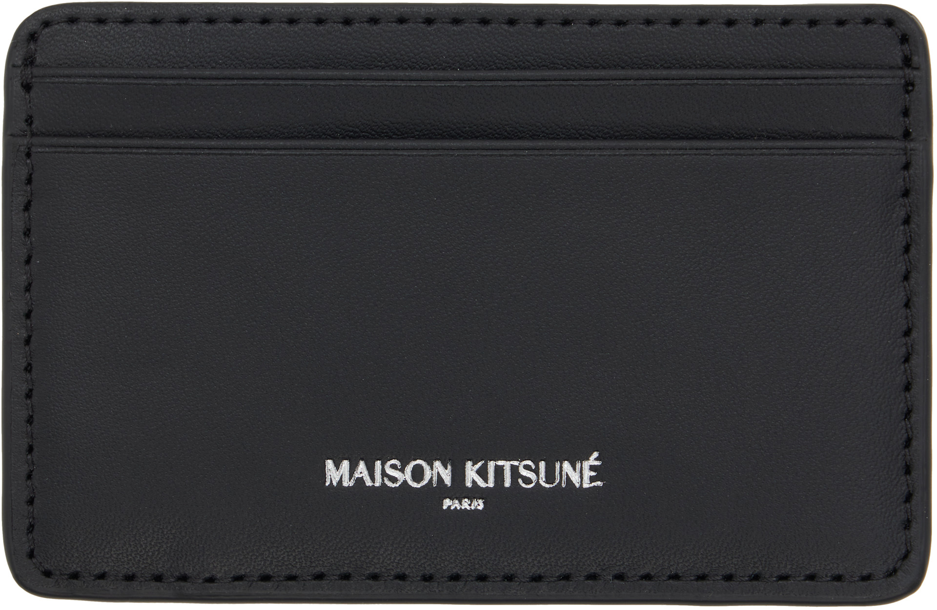 Maison Kitsuné: Black 'Maison Kitsuné Paris' Card Holder | SSENSE