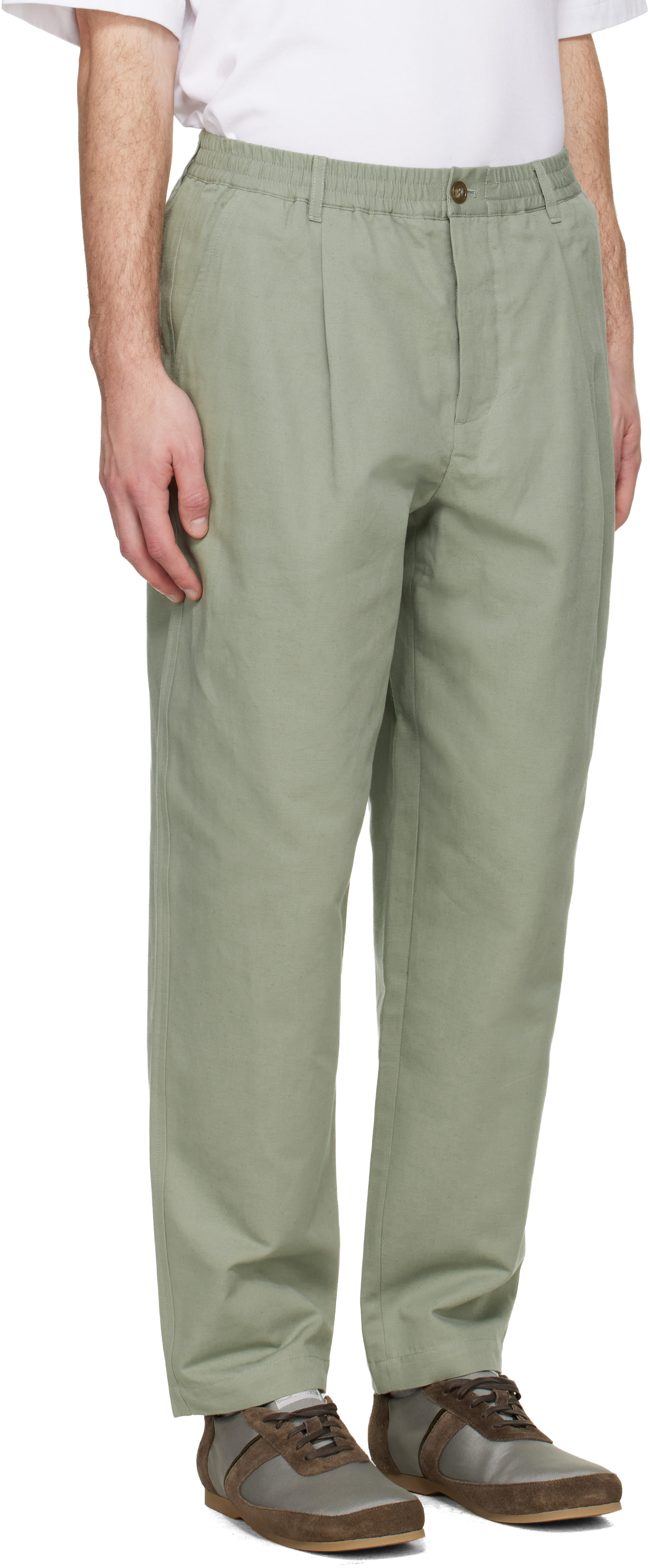 Maison Kitsuné - Pantalon extensible gris à plis