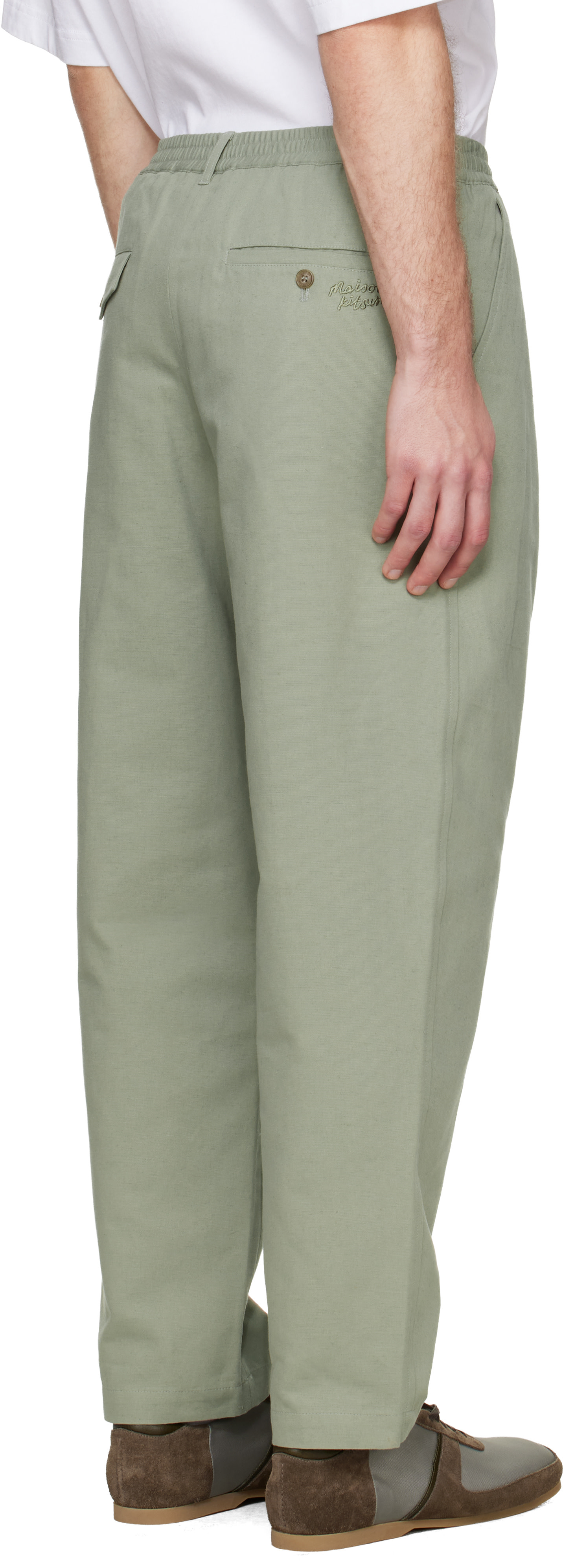 Maison Kitsuné - Pantalon extensible gris à plis