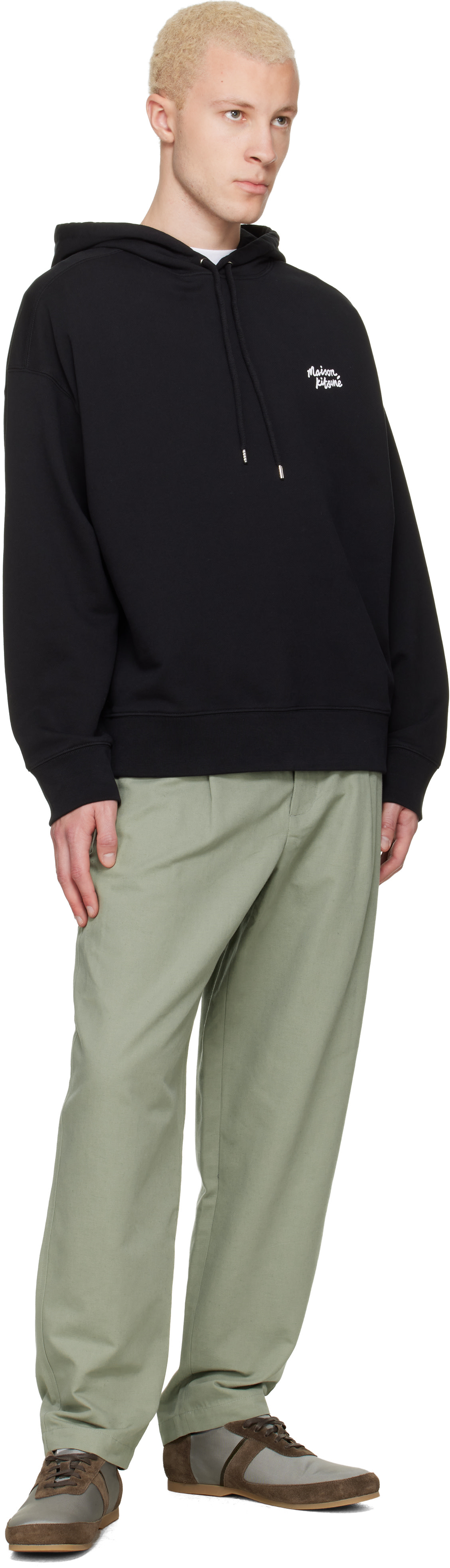 Maison Kitsuné - Pantalon extensible gris à plis