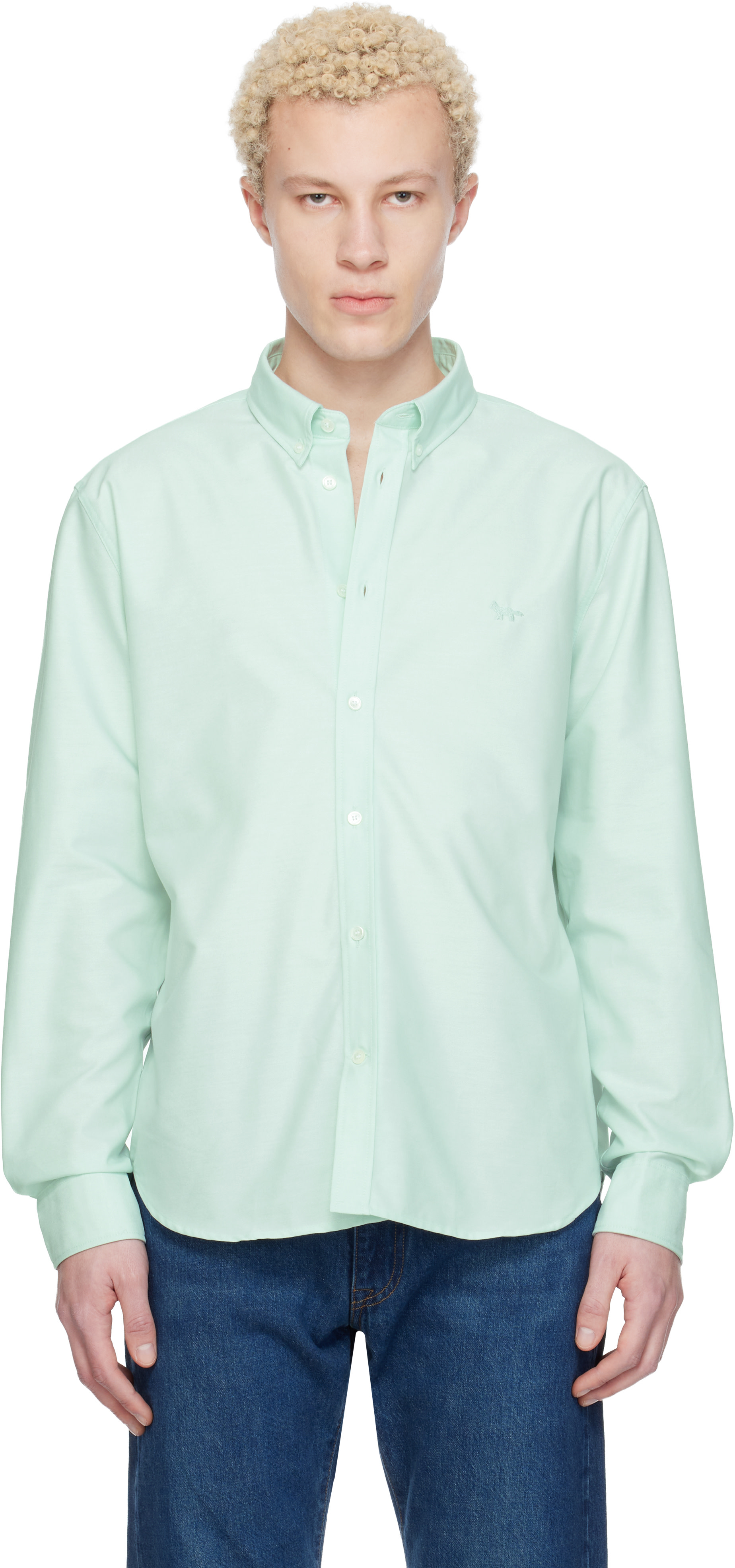 Maison Kitsuné: Green Profile Fox Casual Shirt | SSENSE
