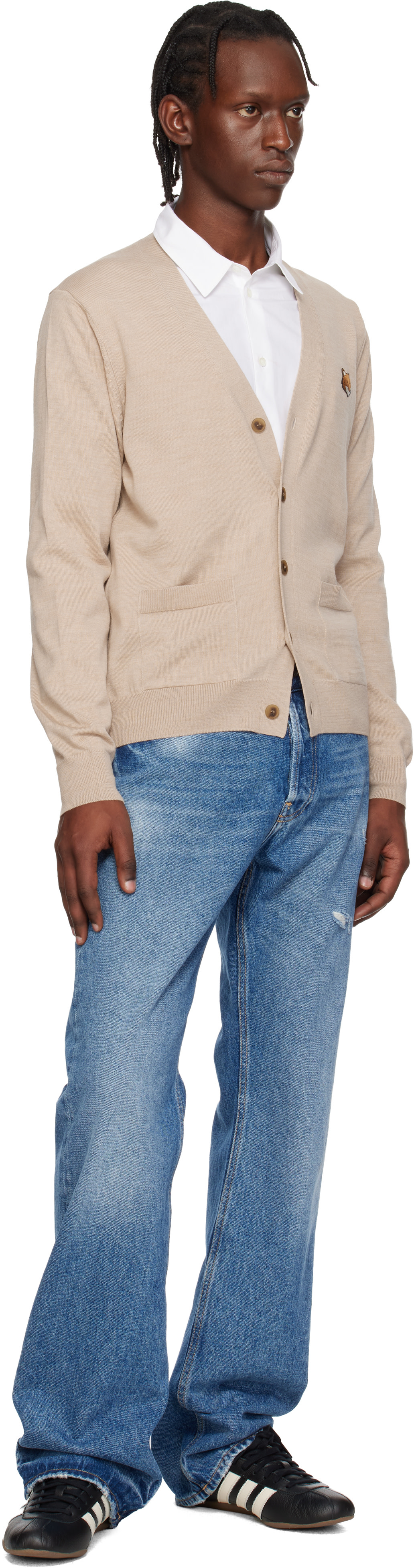 Maison Kitsuné: ベージュ フォックスヘッド メリノ レギュラー