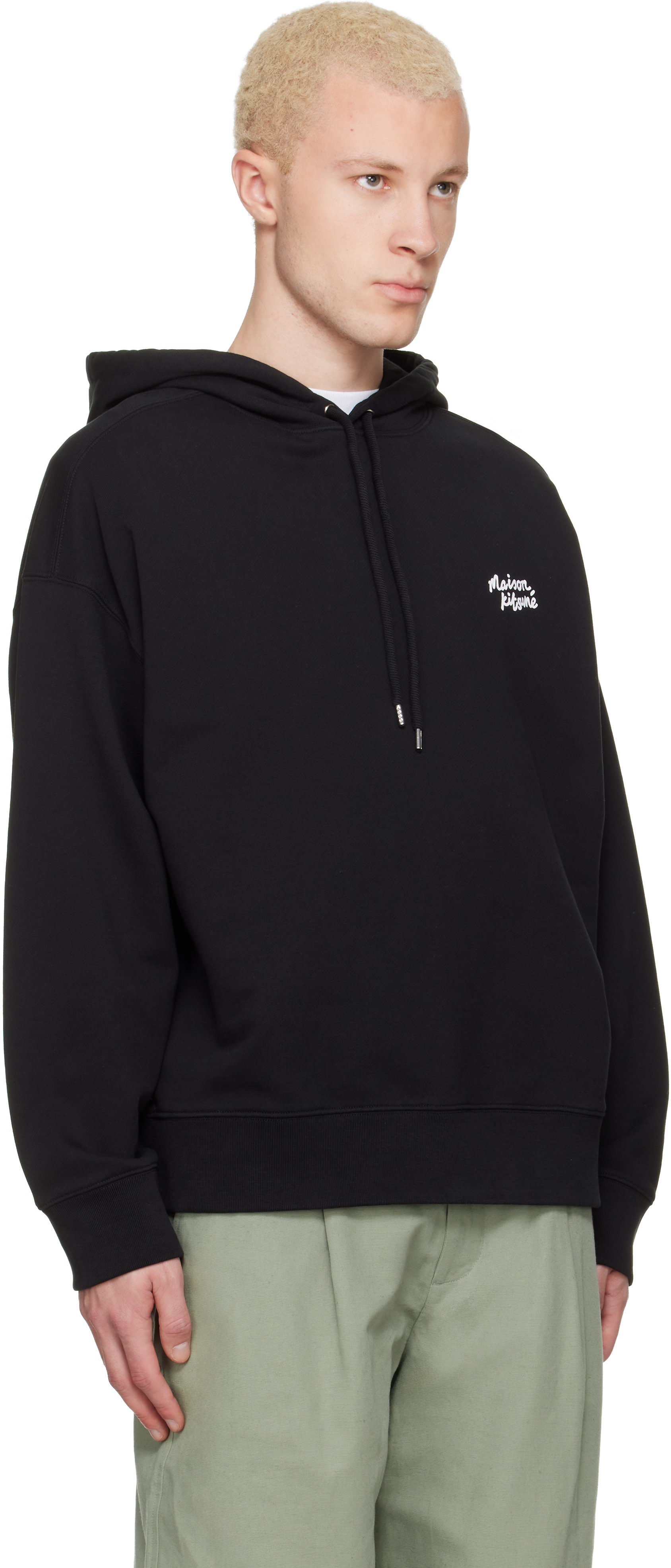 Maison Kitsuné: Black 'Maison Kitsuné' Handwriting Oversize Hoodie
