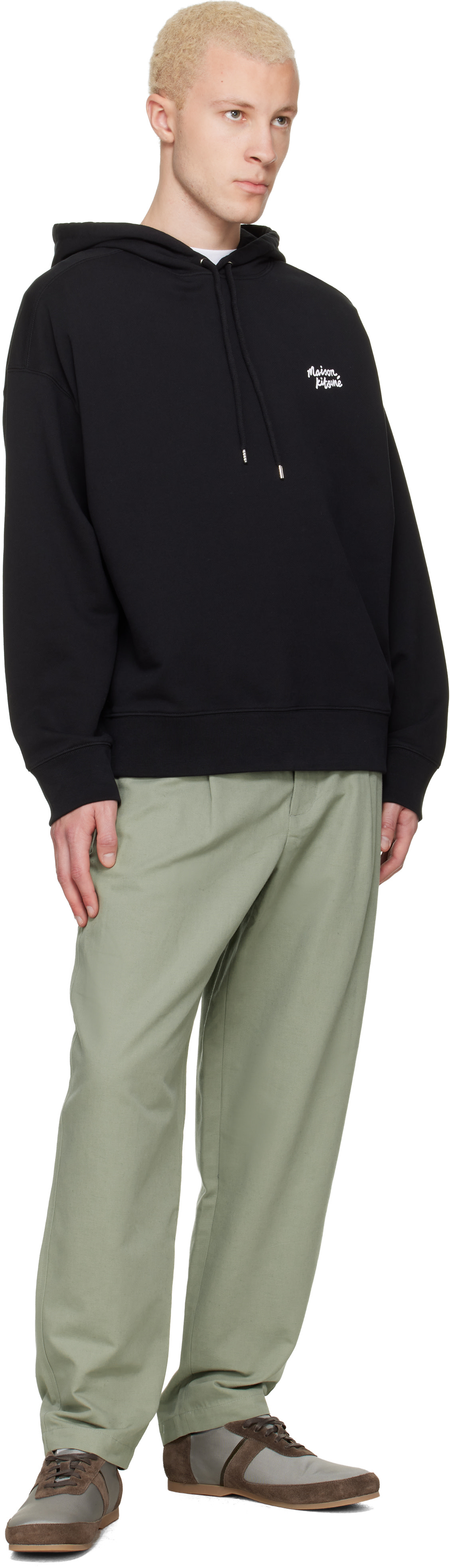 Maison Kitsuné: Black 'Maison Kitsuné' Handwriting Oversize Hoodie