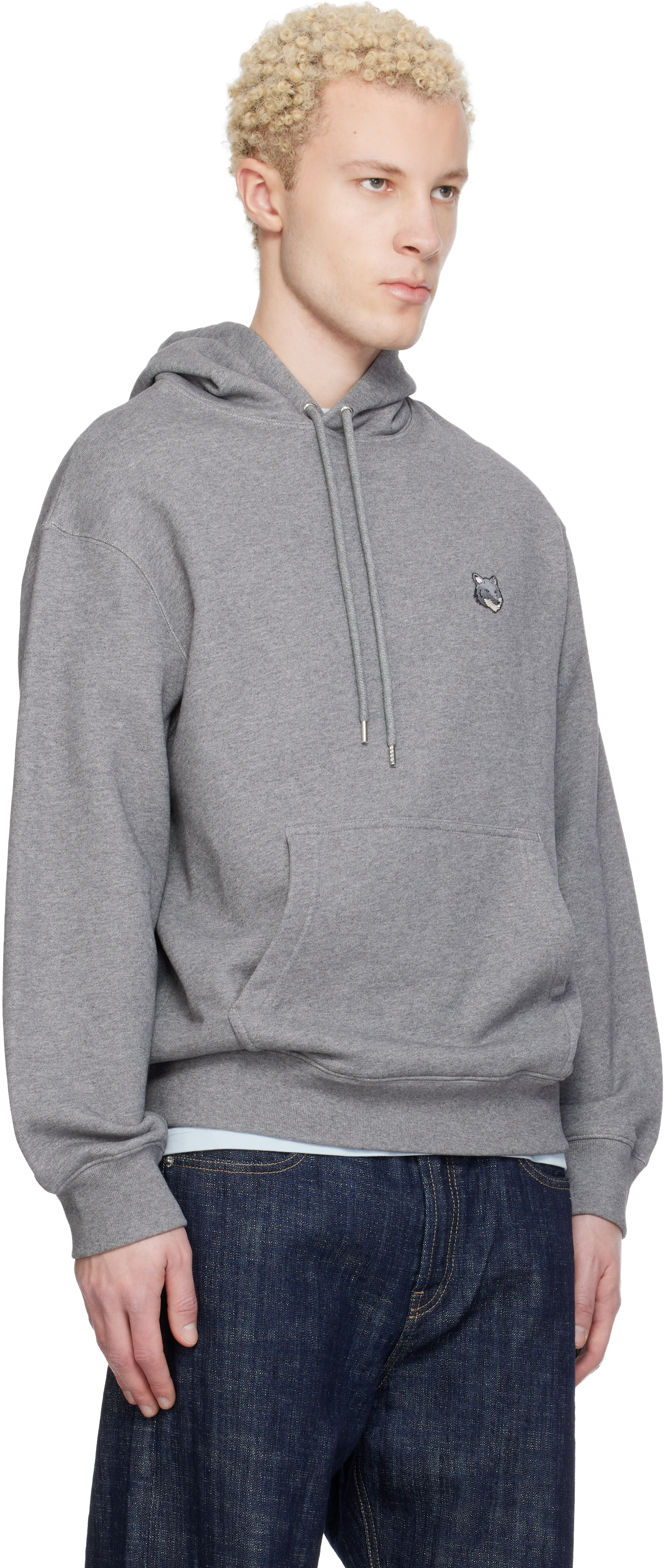 Maison Kitsuné - Pull à capuche décontracté gris à logo Fox Head