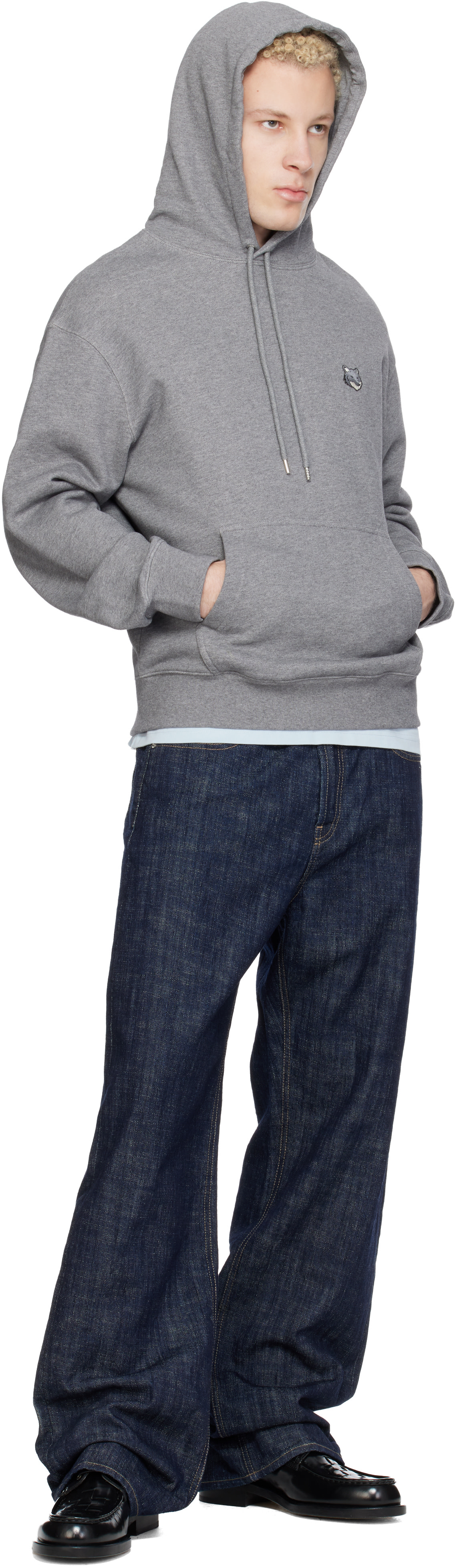 Maison Kitsuné - Pull à capuche décontracté gris à logo Fox Head
