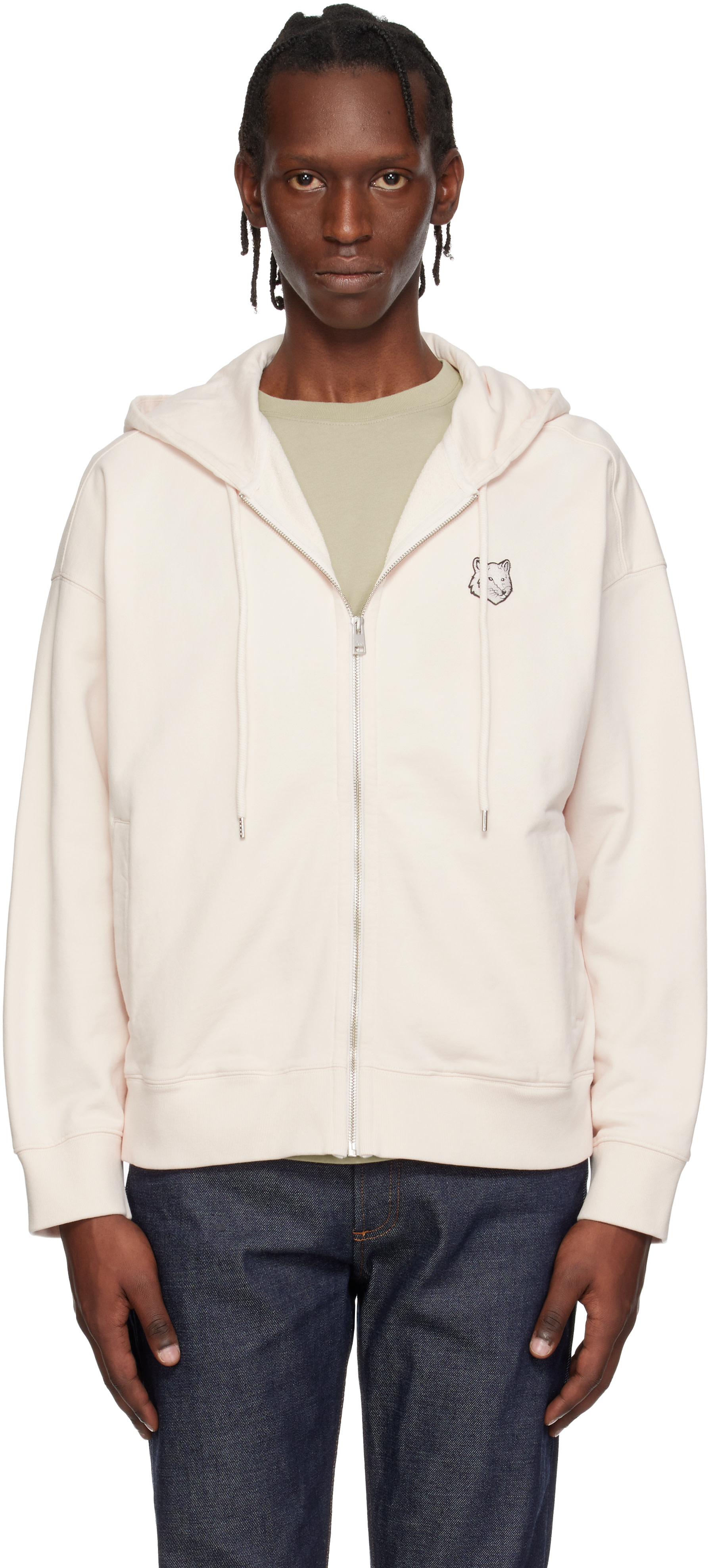 Maison Kitsuné: ピンク フォックスヘッド オーバーサイズ ジップ