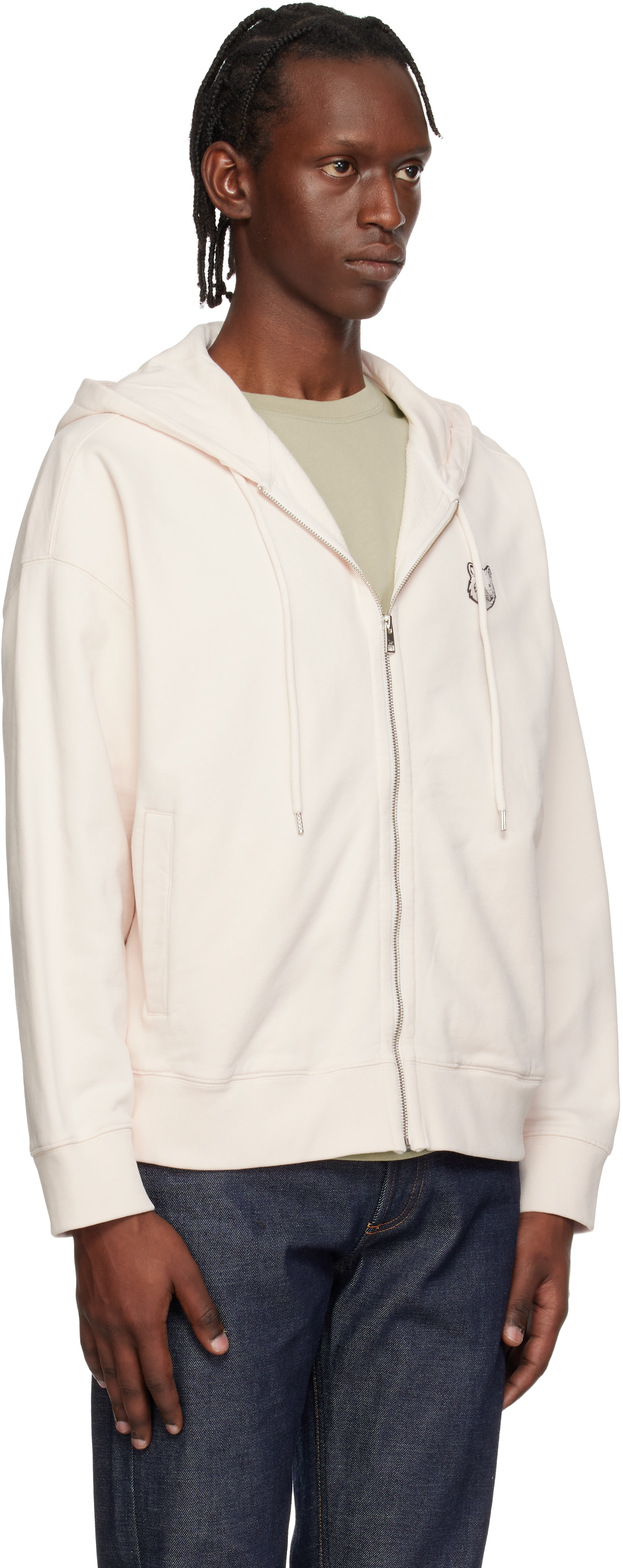 Maison Kitsuné: Pink Fox Head Zipped Oversize Hoodie | SSENSE