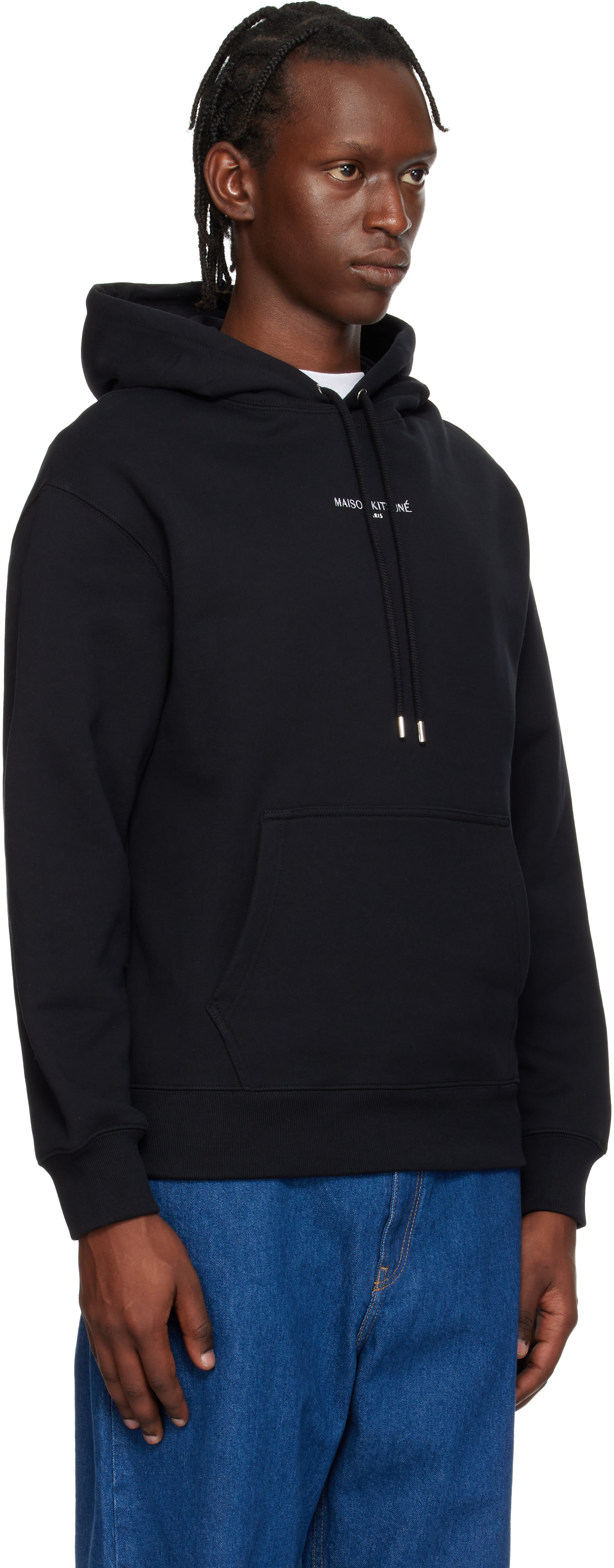 Maison Kitsuné: Black 'Maison Kitsuné Paris' Comfort Hoodie | SSENSE