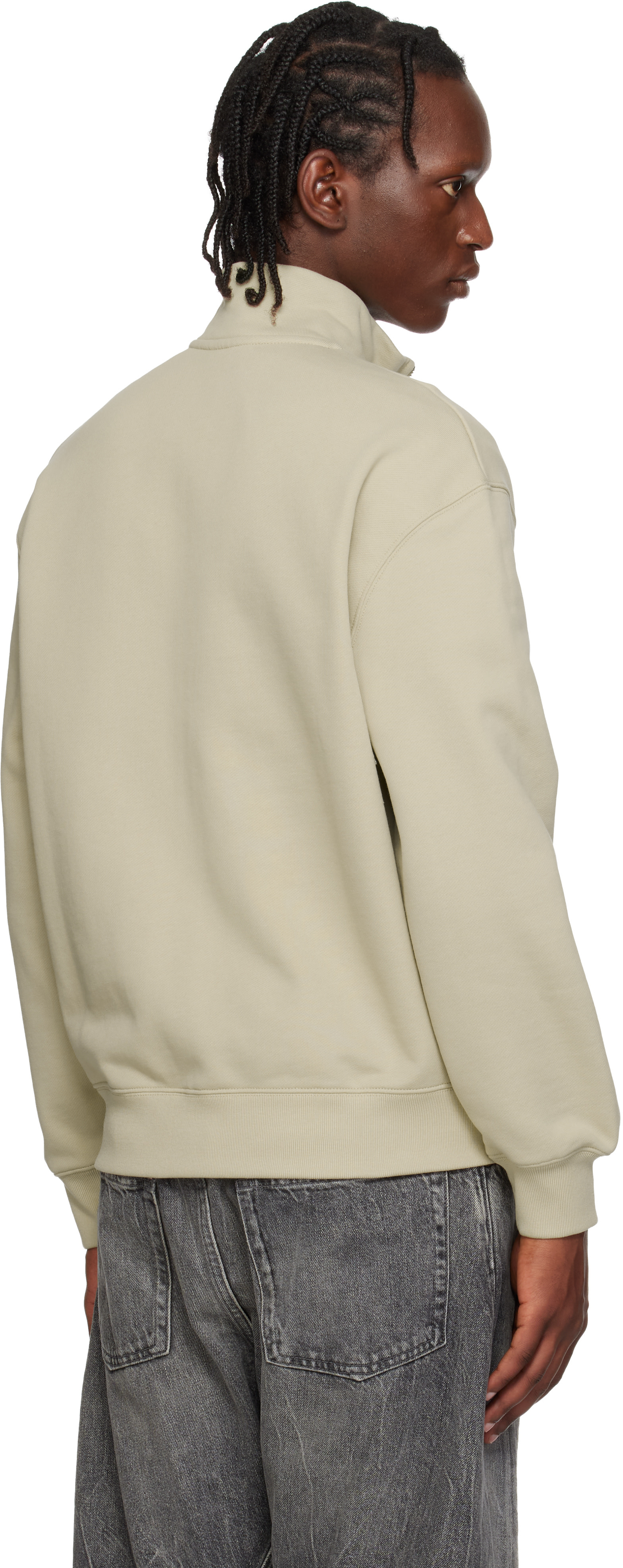 Maison Kitsuné: Beige Fox Head Zipped Comfort Sweatshirt | SSENSE