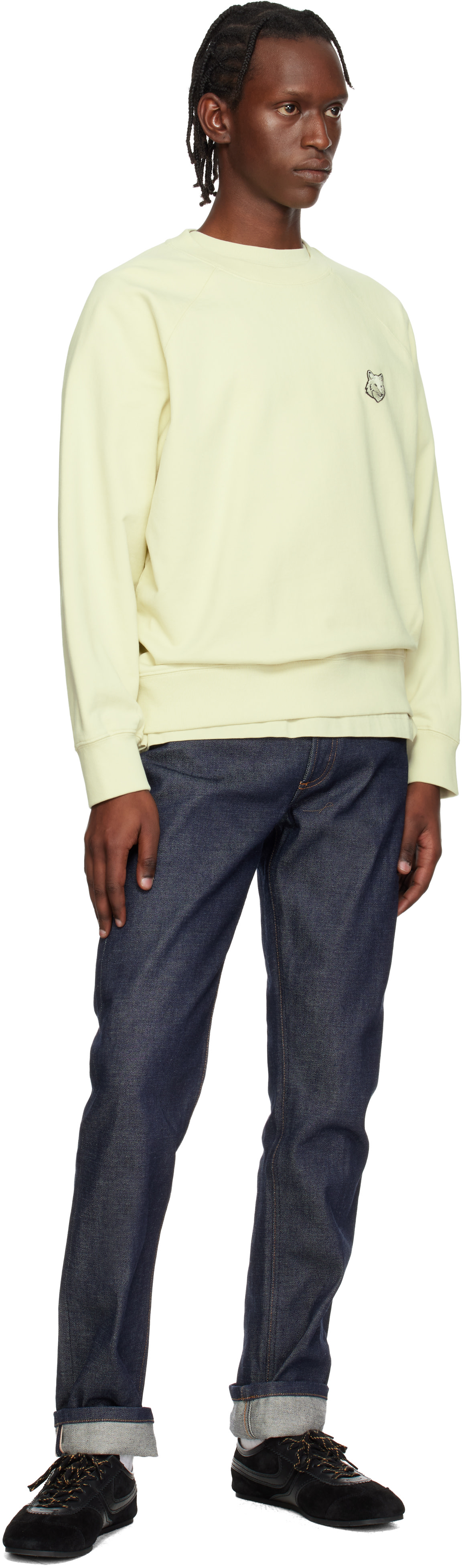 Maison Kitsuné - Pull molletonné surdimensionné vert à logo Fox Head