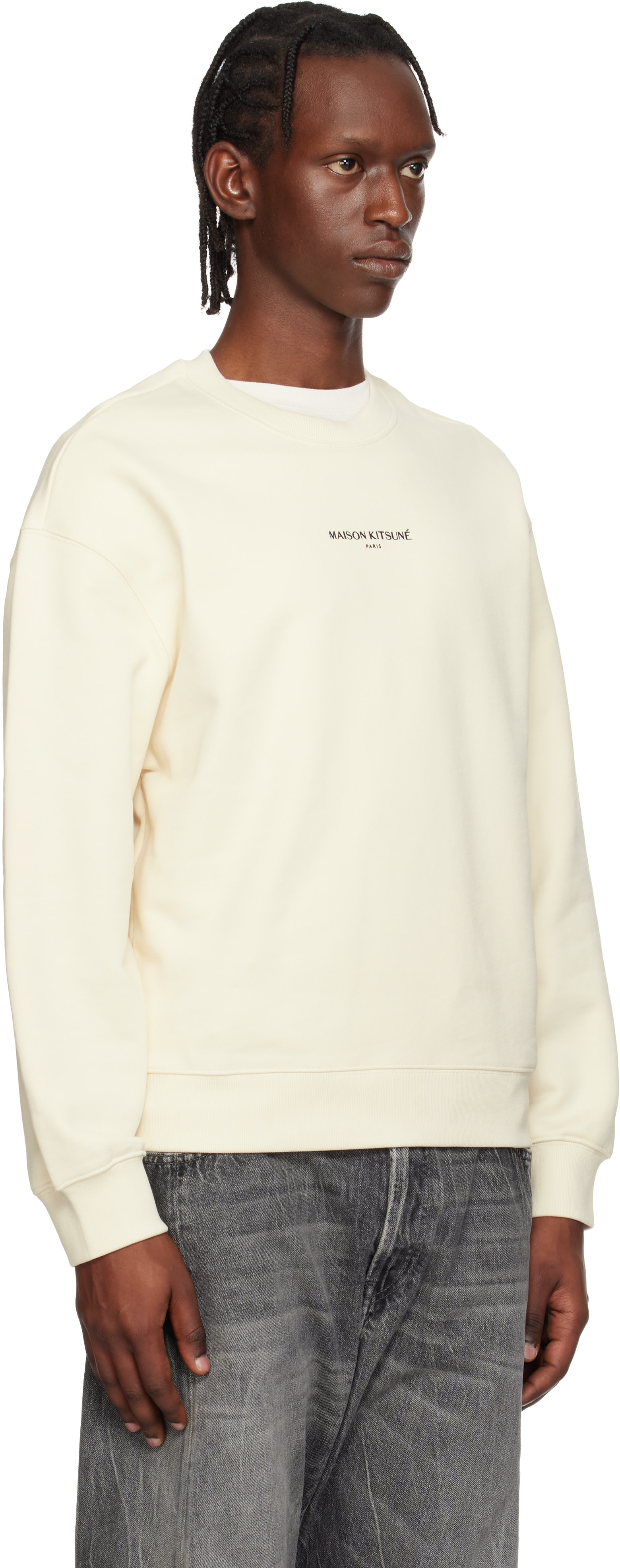 Maison Kitsuné - Pull molletonné décontracté blanc cassé